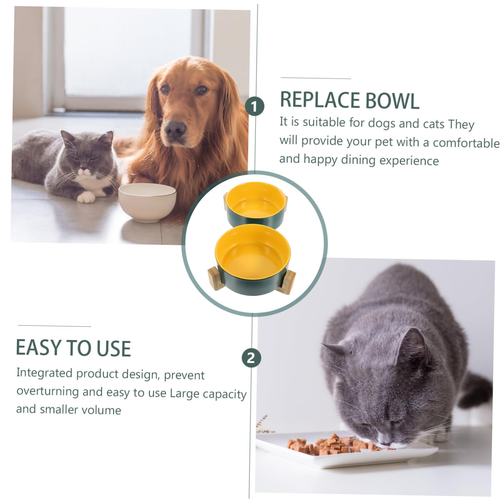 Erhöhte Keramik tiernäpfe mit Holzständer rutschfest Langlebig Glatte Oberfläche Praktisches Design für Katzen Hunde und Kleine Haustiere Vielseitig für Futter und Wasser