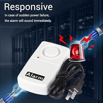 Automatic Power Failure Alarm, 120db Power Cut Alarm, LED Indicator Failure Outage Alarm, Smart Warning SirenPower by 9V Battery (NOT Included),Plug 175~265V