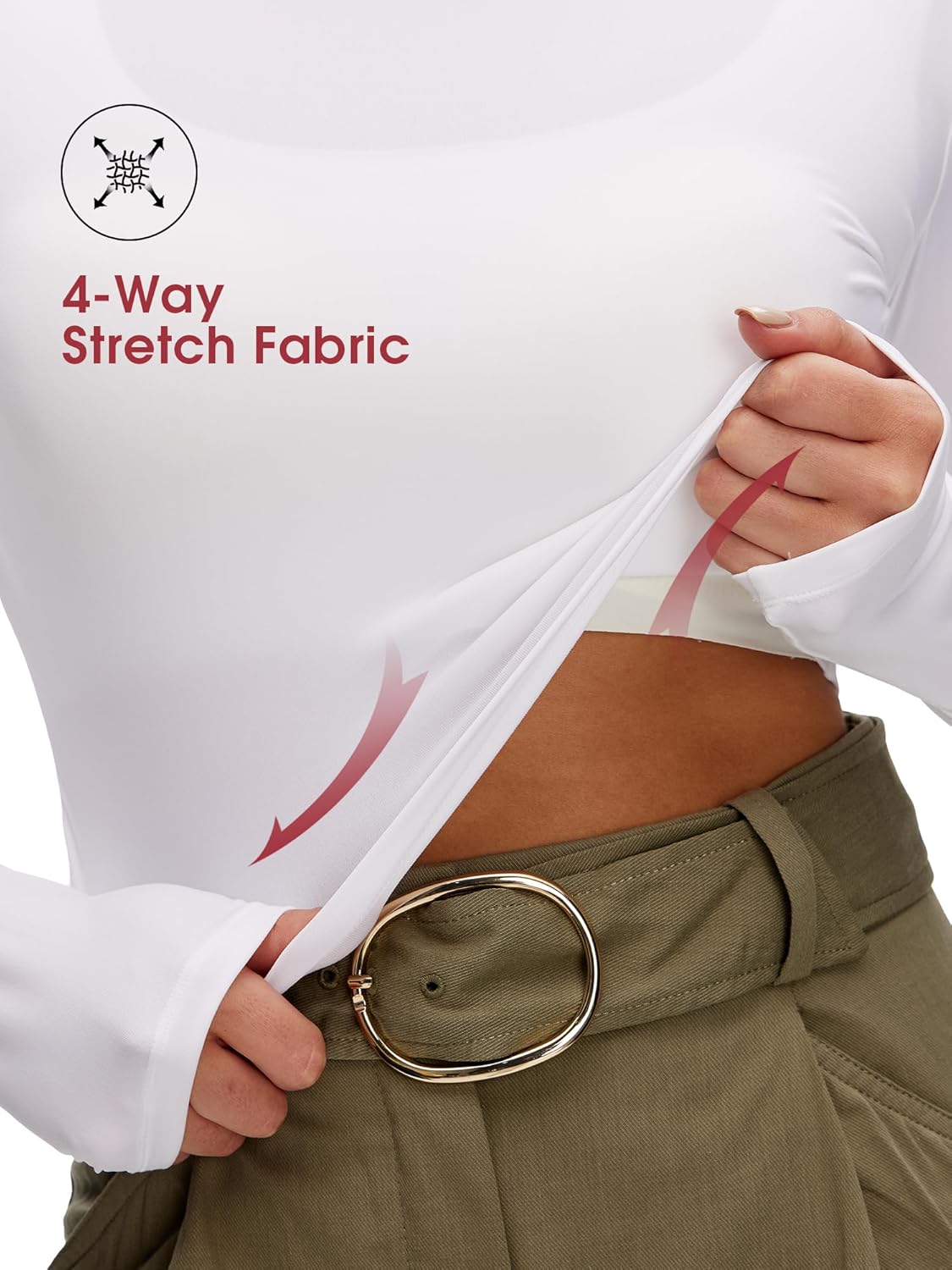 NANJI Cropped Long Sleeve T Shirts for Woman - Slim Fit Crew Neck Crop Tops, Basic Women's Cropped Tee Casual Wear Workout - Image 2