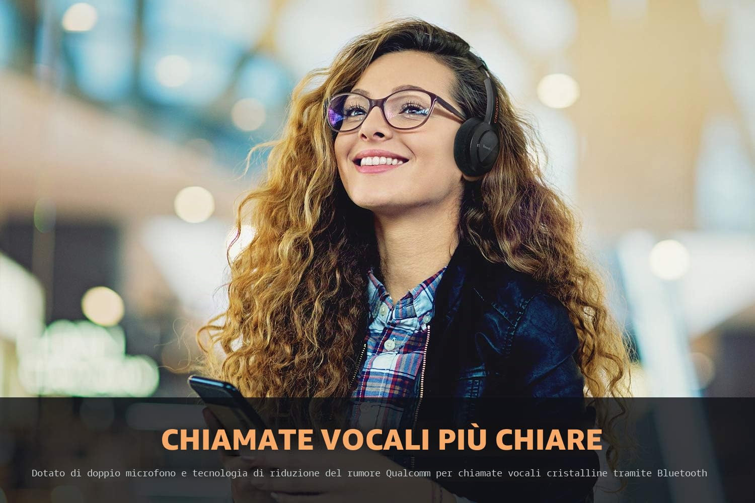CREATIVE Cuffie Bluetooth 5.0 superleggere Sound Blaster JAM V2 on-ear con USB-C, aptX Low Latency, aptX HD, connettività Multipoint, riconoscimento vocale e riduzione del rumore