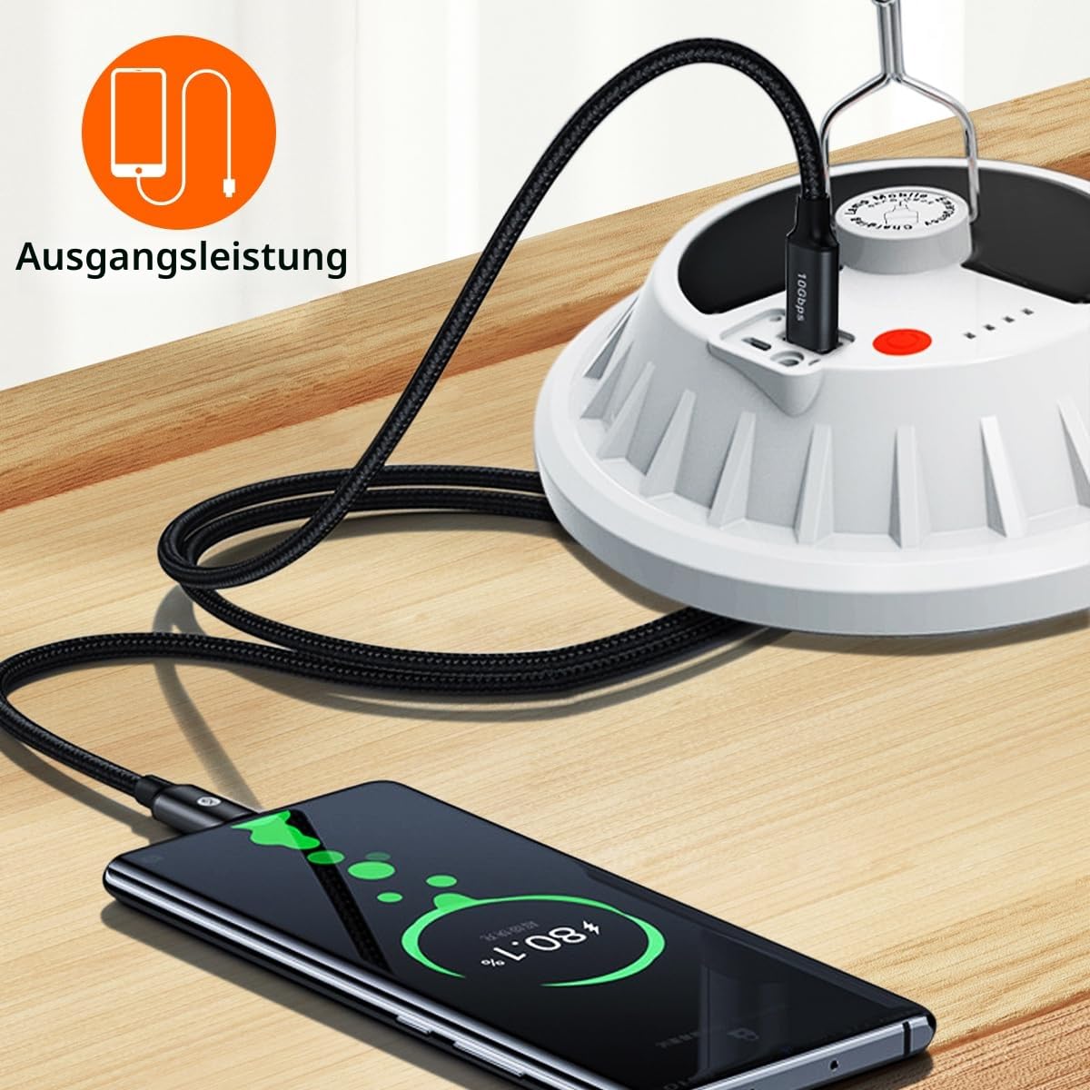 Camping Lampe solar, 2000 LM Campinglampe Aufladbar, Zeltlampe mit Solar & USB-C Ladung, Wasserdicht Camping Licht fur Stromausfällen, Wandern, Notfälle