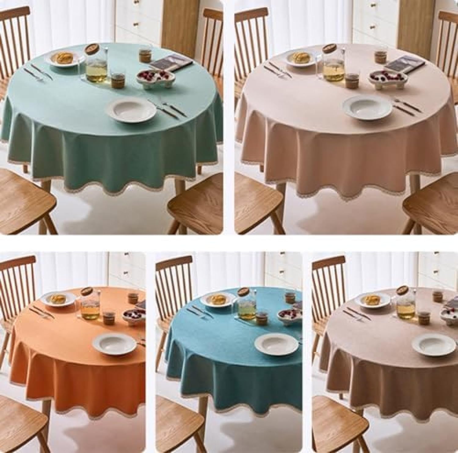 キッチン用品 ポリエステル製 円形 テーブルクロス テーブルカバー 食卓カバー ホテル レストラン 無地 ピンク B 円形 直径22