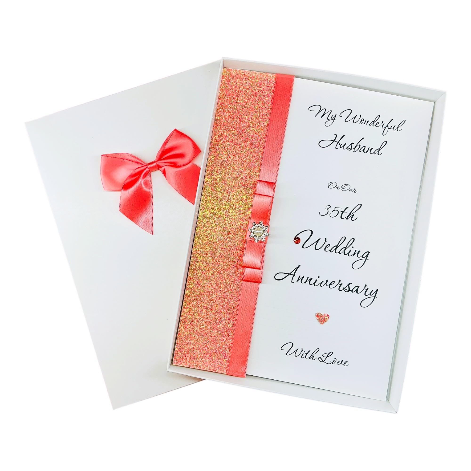 Husband 35th Wedding Anniversary Card Personalised Coral – LB 95