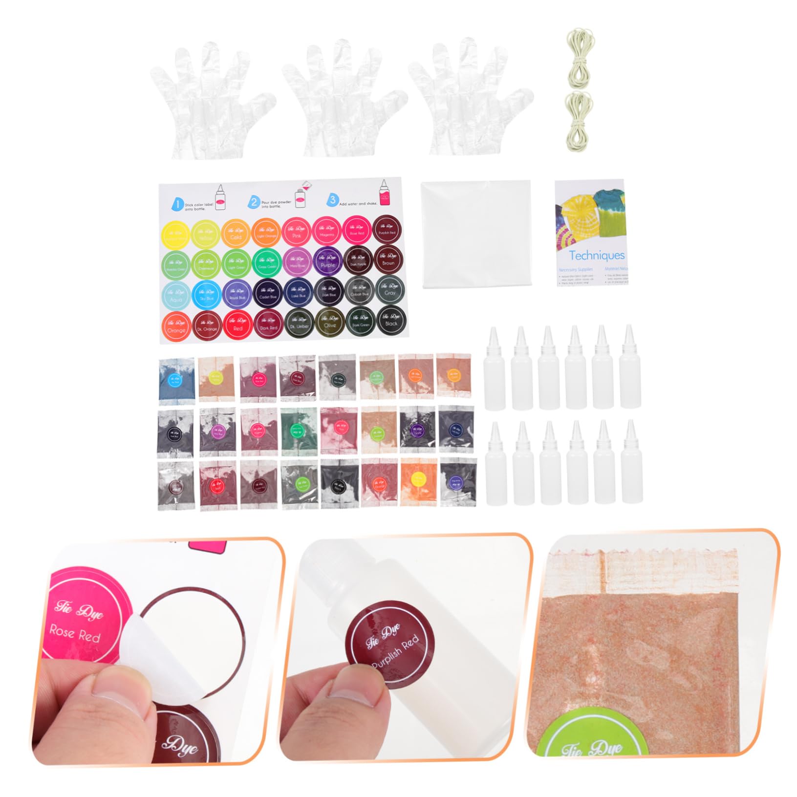 Artibetter Traje Teñido Anudado Polvo Para Teñir Kit Para Teñir Mayor Para Fiestas De Teñido Nudos Suministros Para Ropa
