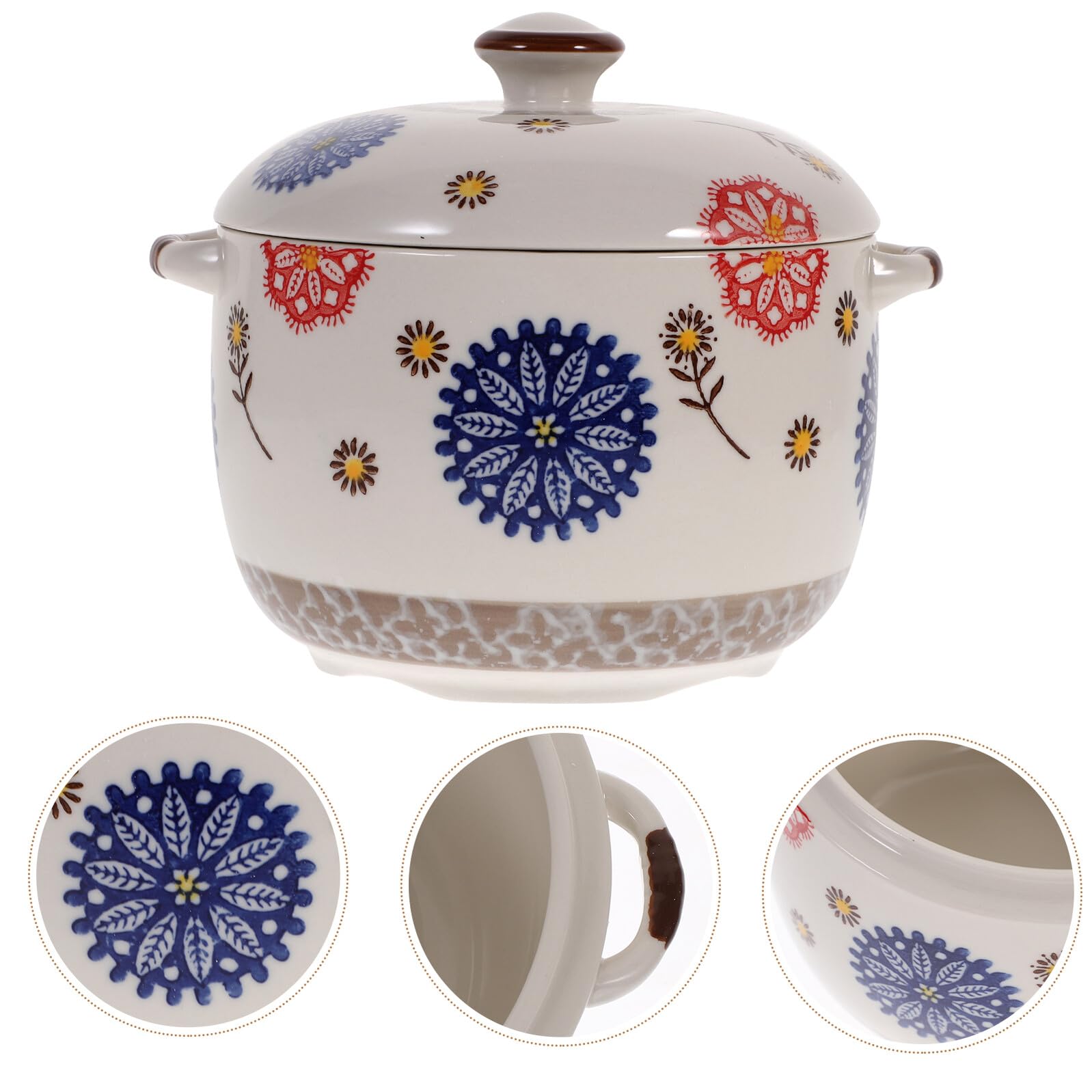 Bol à Ragoût en Céramique Japonaise 1000ml avec Couvercle Design sans Bavures, pour Décoration de Festival et Usage Quotidien Pratique