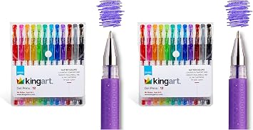 KINGART 400-12 Glitter Rollerball Gel Pens, 12 Sparkling Colors with Soft-Grip Comfort, XL Ink Cartridge - More Ink, Great for All Ages, Writing, Coloring, Doodling, Scrapbooking, Journaling & More