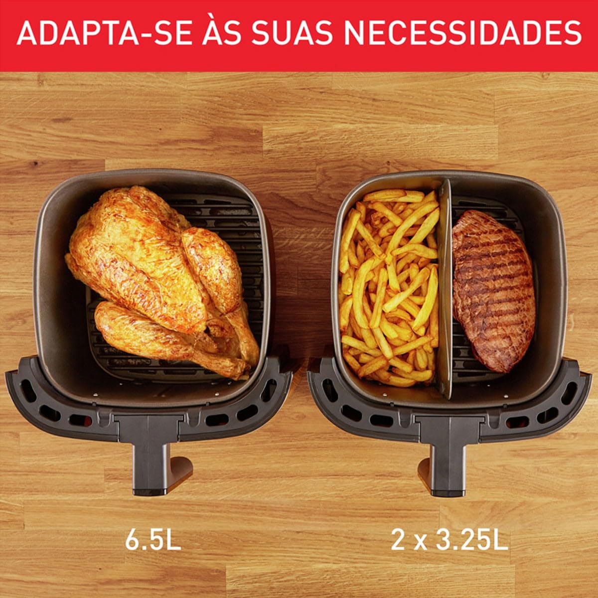 Moulinex EZ801D15 Easy Fry & Grill Friteuse à air et grill 2 en 1, capacité XXL, séparateur pour double cuisson, brunissage impeccable, résultats croustillants, cuisson saine, 8 programmes, 6,5 l