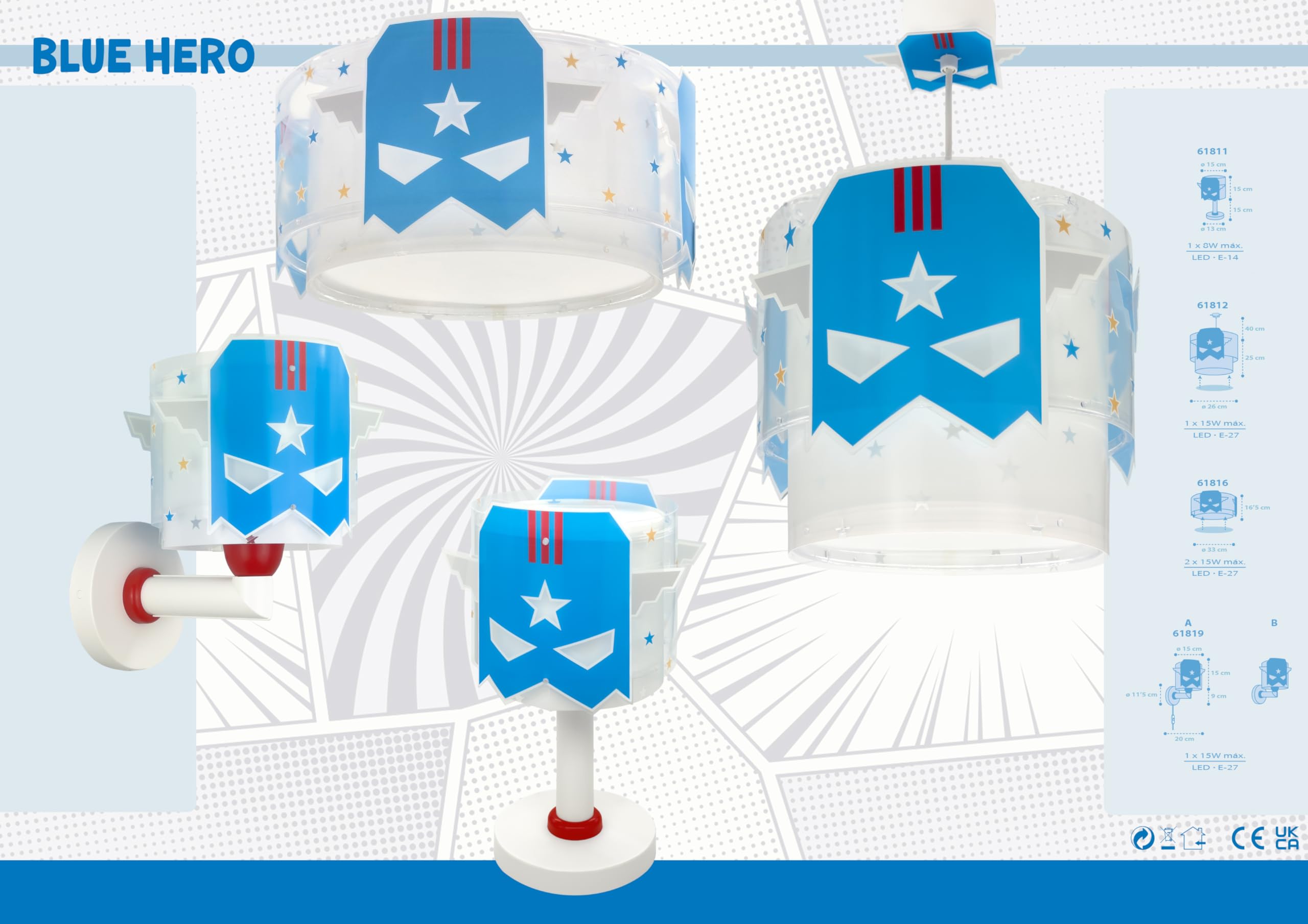 Deckenleuchte für Kinder Infantil Blue Hero Superheld