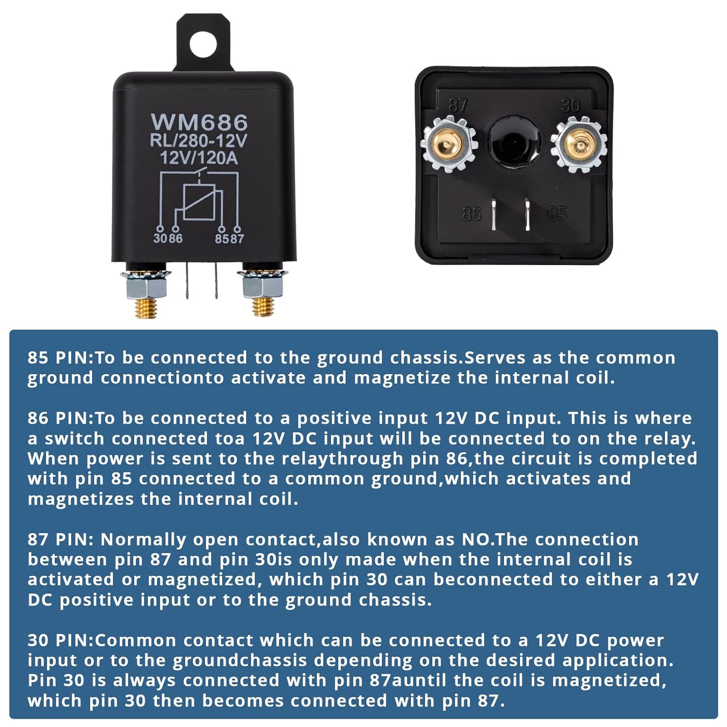 4 Pack 12V DC 120A SPST Starter Relay Switch, Heavy Duty 4 Terminal Continuous Duty, Compatible with Truck Boat Marine