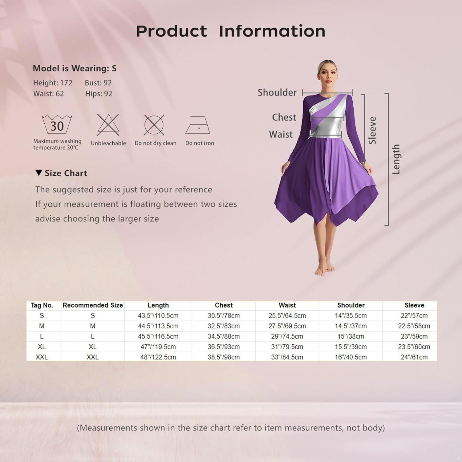 FEESHOW Women's Liturgical Praise Lyrical Dance Dress Color Block Long Sleeve Worship Robe Dress