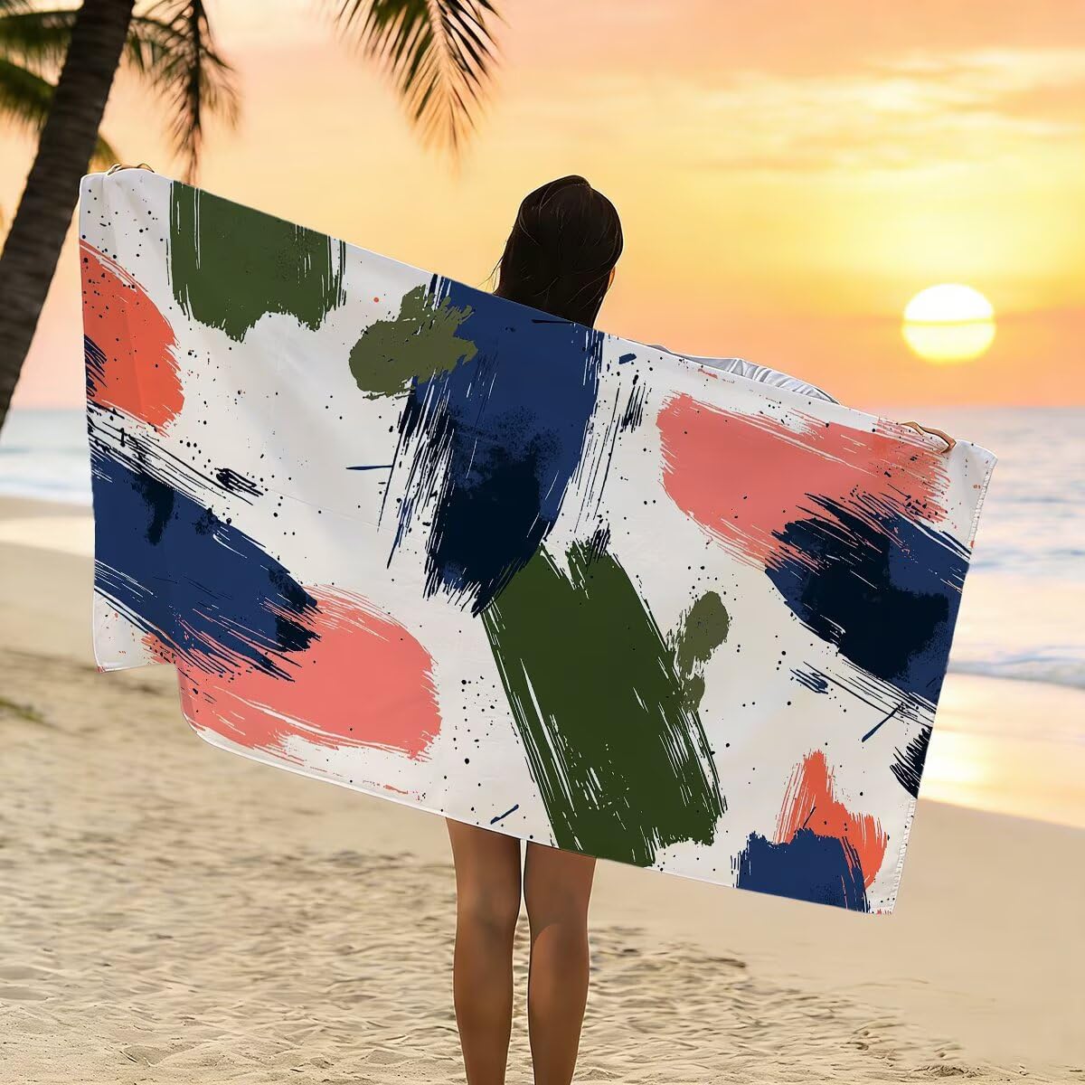 Telo Mare Microfibra, Telo Mare Grande 90x200cm 2 Pezzi, Asciugamano Palestra Donna Asciugatura Rapida, Antisabbia Asciugamano Microfibra, Leggero Asciugamani Palestra per Regalo (Graffiti) -4320