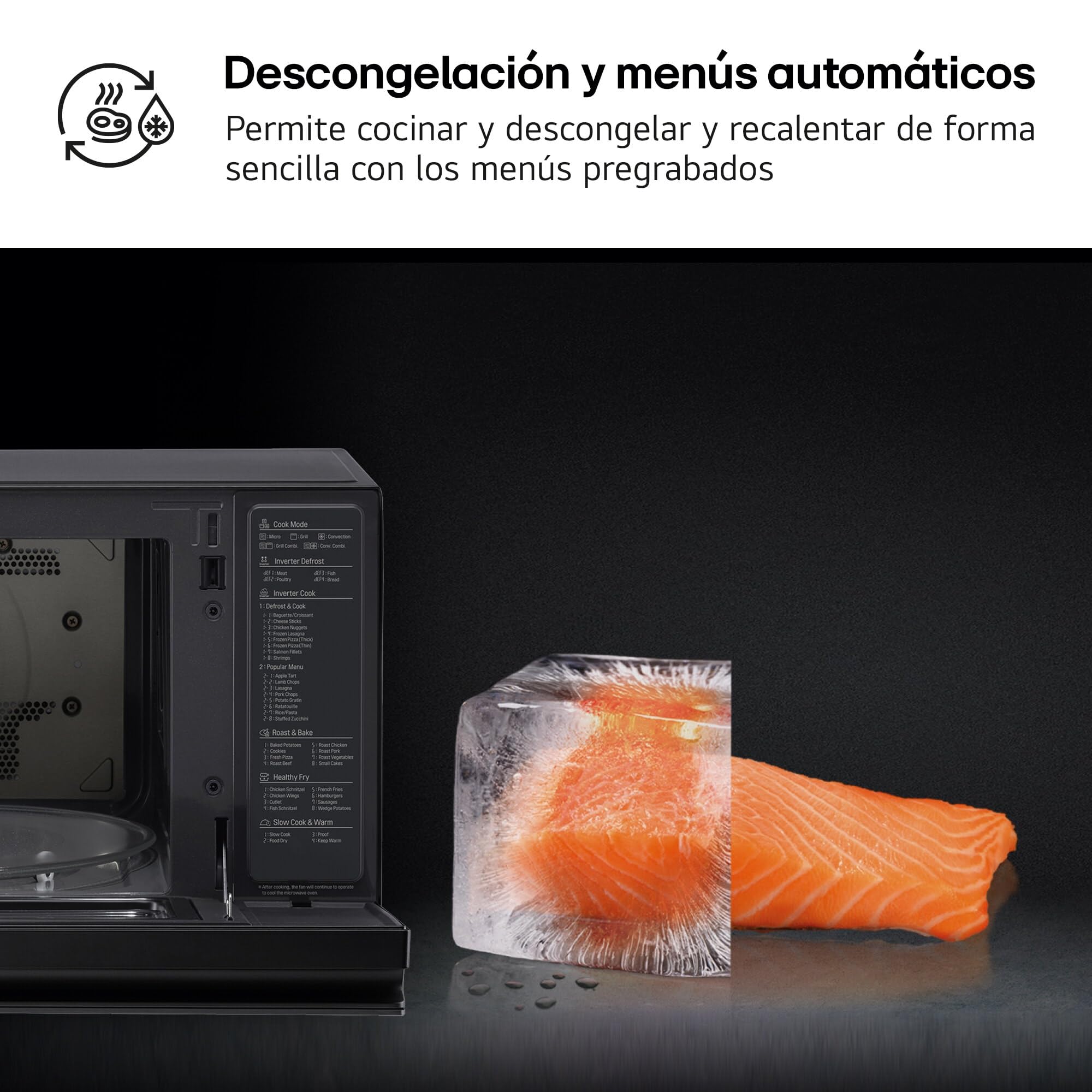 LG MJ3965BPS - Horno Microondas, 4 en 1, con Display Digital, de 39 Litros y 1100 W, Función Smart Inverter y EasyClean, Cocina Más Rápido, Mantiene Sabor, Color Negro