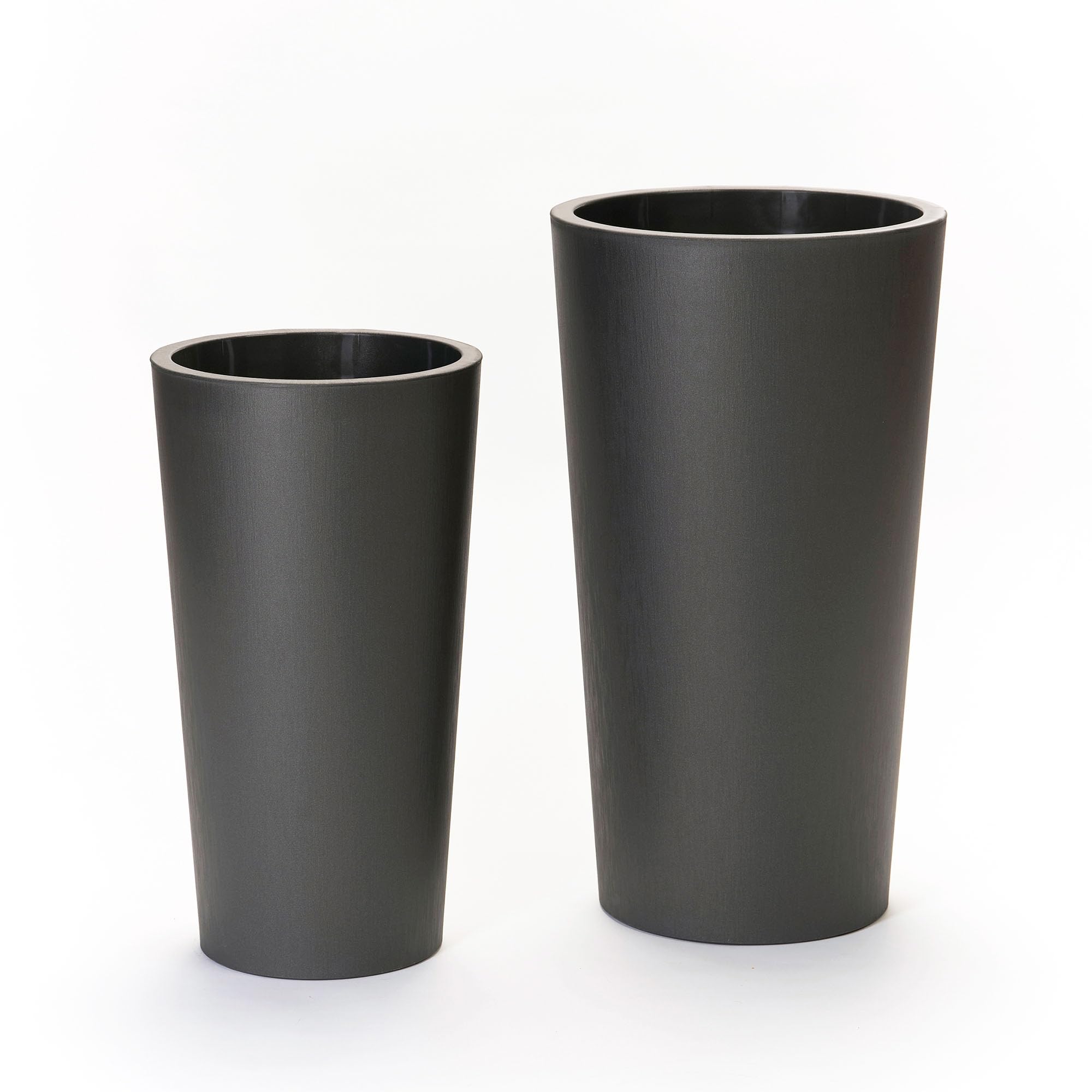 Euro3plast Tuit Raw Blumentopf mit Einsatztopf in 2 Größen: 33 cm Ø x 61 cm hoch oder 40 cm Ø x 73 cm hoch aus Kunststoff 6 Farben zur Wahl Drinnen- und Draußen (Anthrazit, 61 cm)