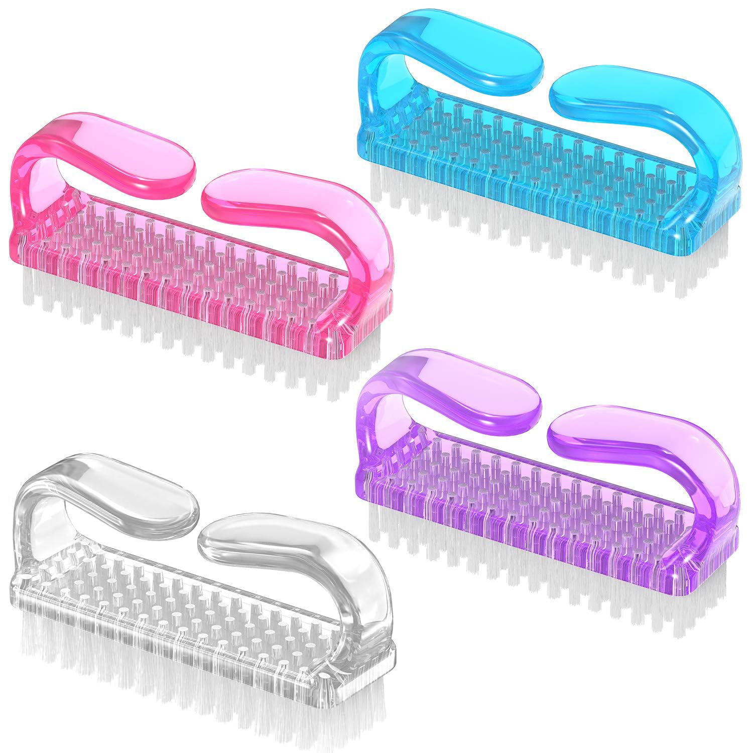 CHAOMAO Handle Grip Brushes Cleaner, Nail Cleaning Brushes for Toes and Fingernails, Pack of 4