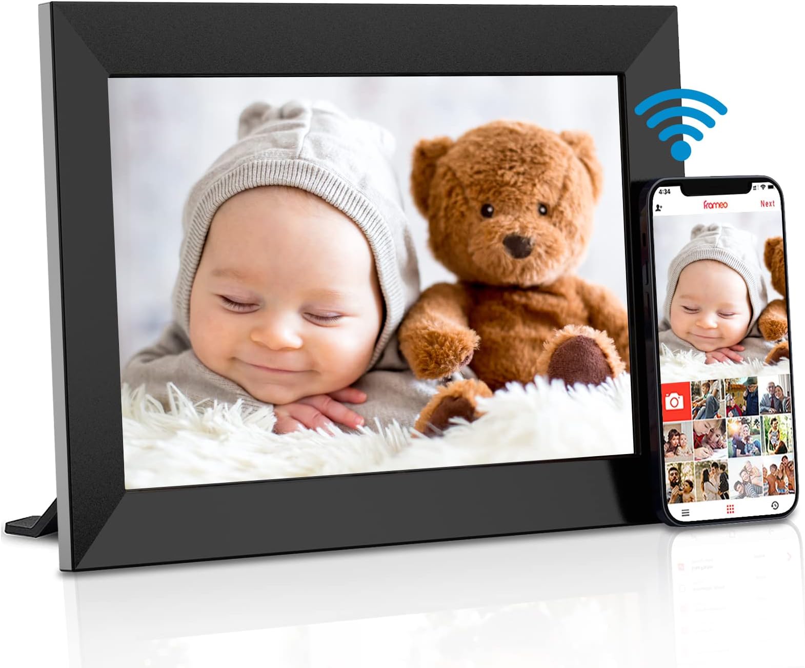 Gitfos 10.1 Inch Frameo Digital Picture Frame 16GB Digital Photo Frame WiFi with HD IPS Touch Screen Digital Frame Send Picture & Video Remotely Via App Electronic Picture Frame for Friends and Family