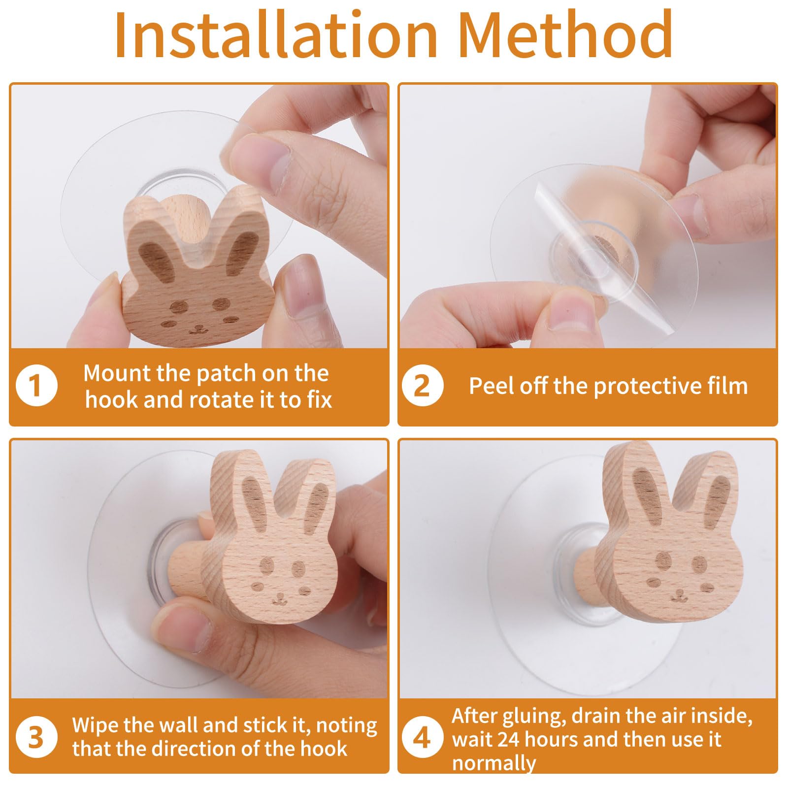 MOROBOR Pomelli decorativi unici in legno per cassetti, 6 pezzi, a forma di coniglio, con viti, per cameretta dei bambini, cucina, armadio, camera da letto, comodino