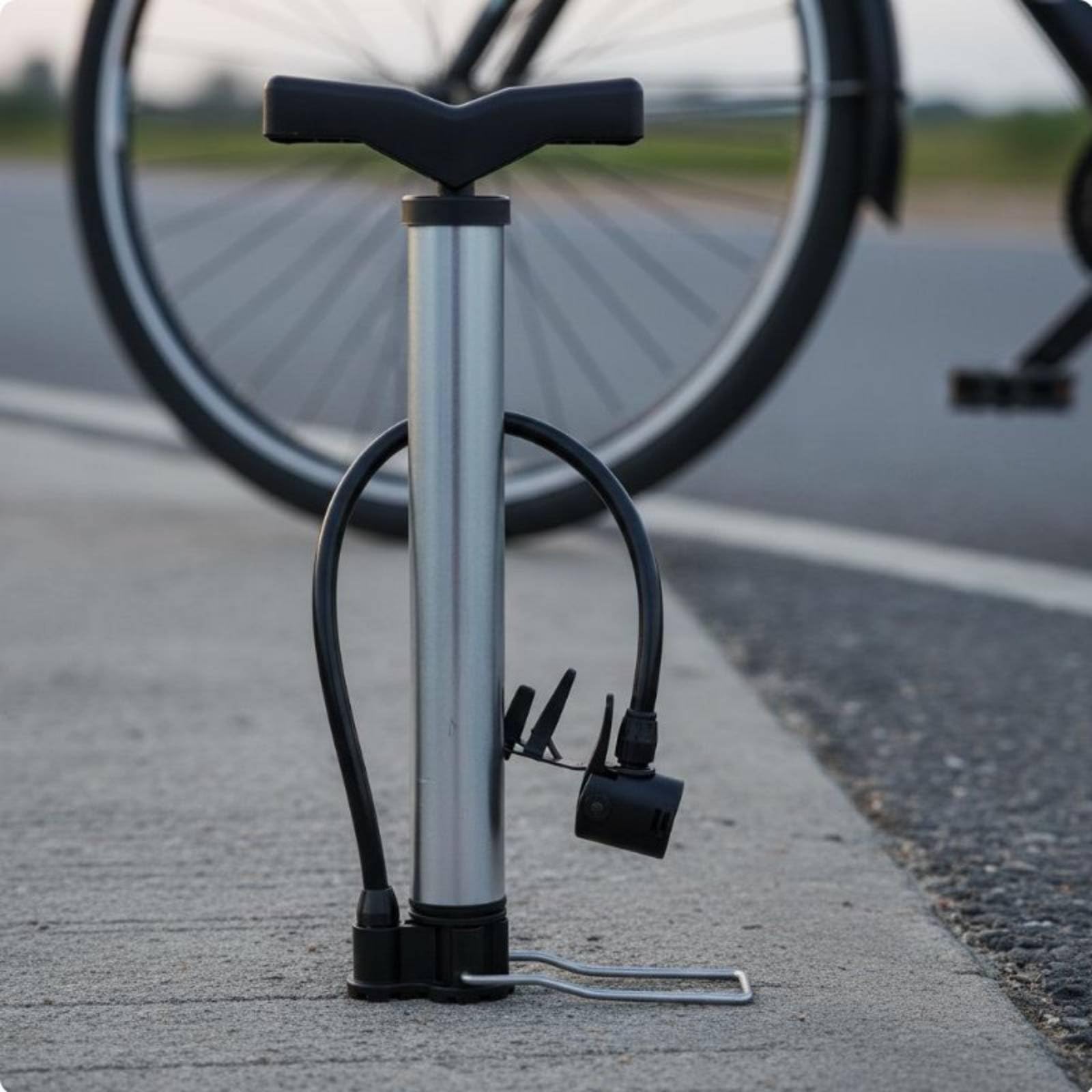Bomba de Aire para Bicicleta Inflador Manual Multifuncional con Cabezal Doble y Manómetro Preciso Acero Inoxidable Adecuada para Balones Bicicletas, Negro, Size to 3