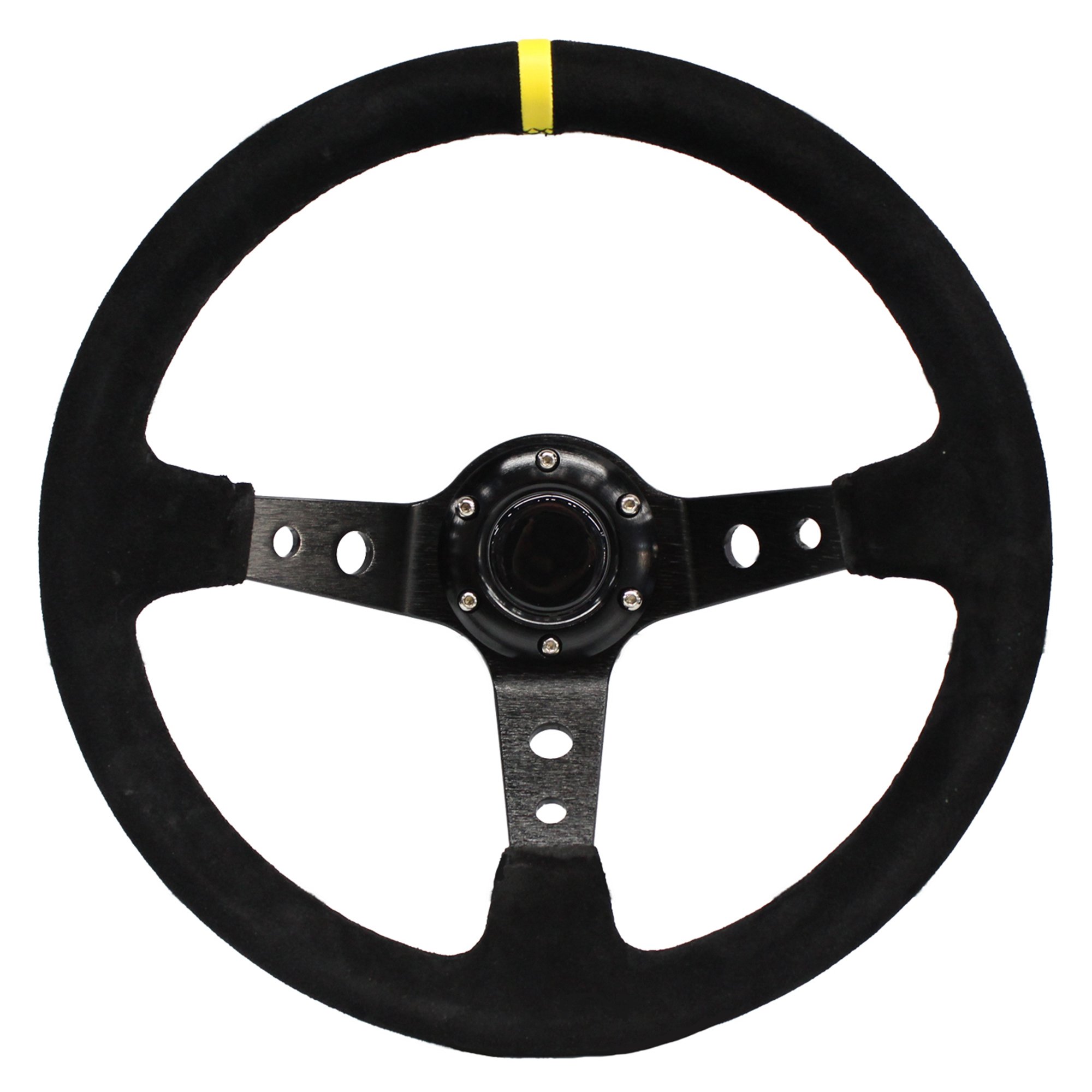 M MODAUTO Volante Deportivo Universal, Desplazado (G001-Piel Vuelta-Negro)