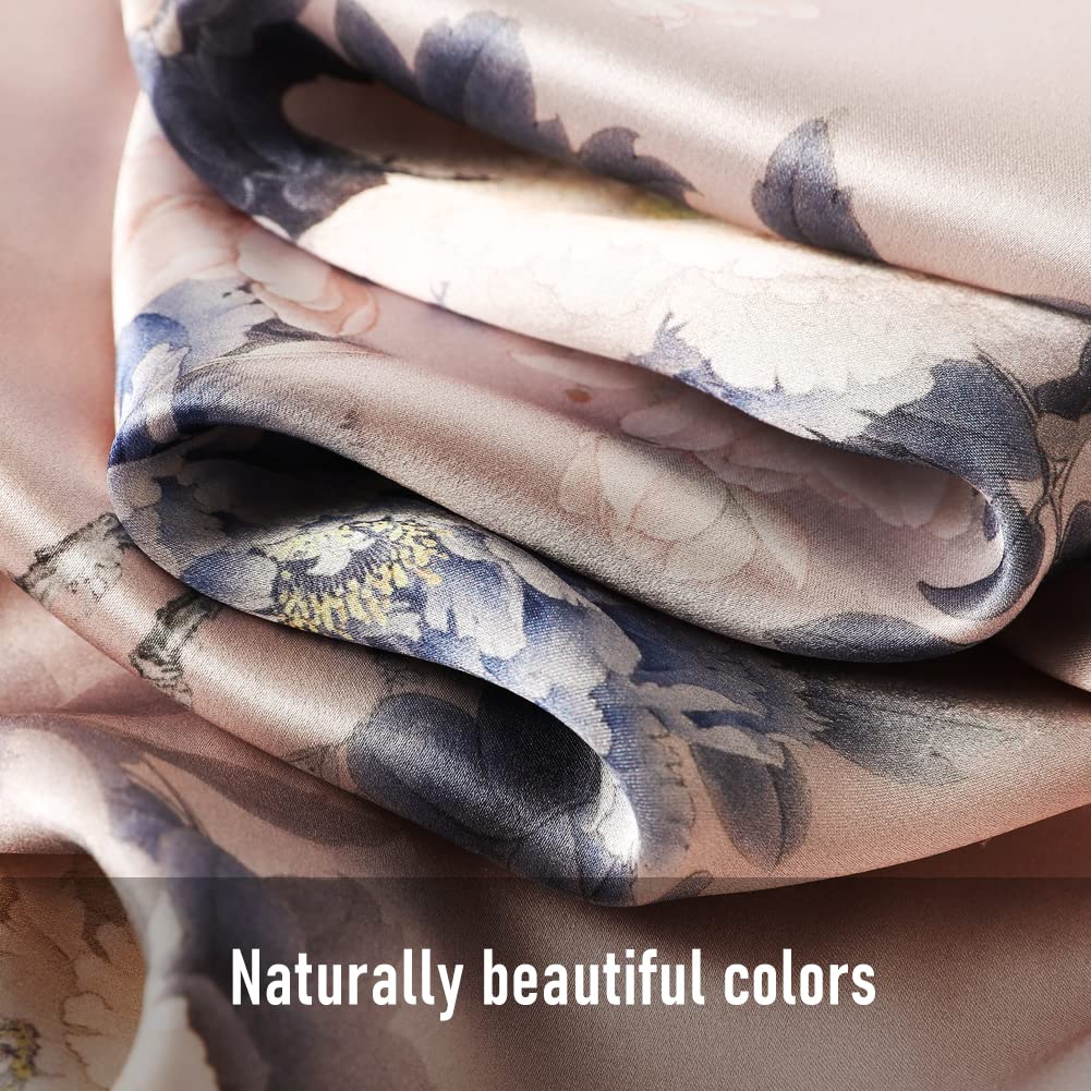 STORY OF SHANGHAI Sciarpa di 100% Seta Charmeuse da Donna Foulard a Raso con Fantasie Orientale, 56x177cm