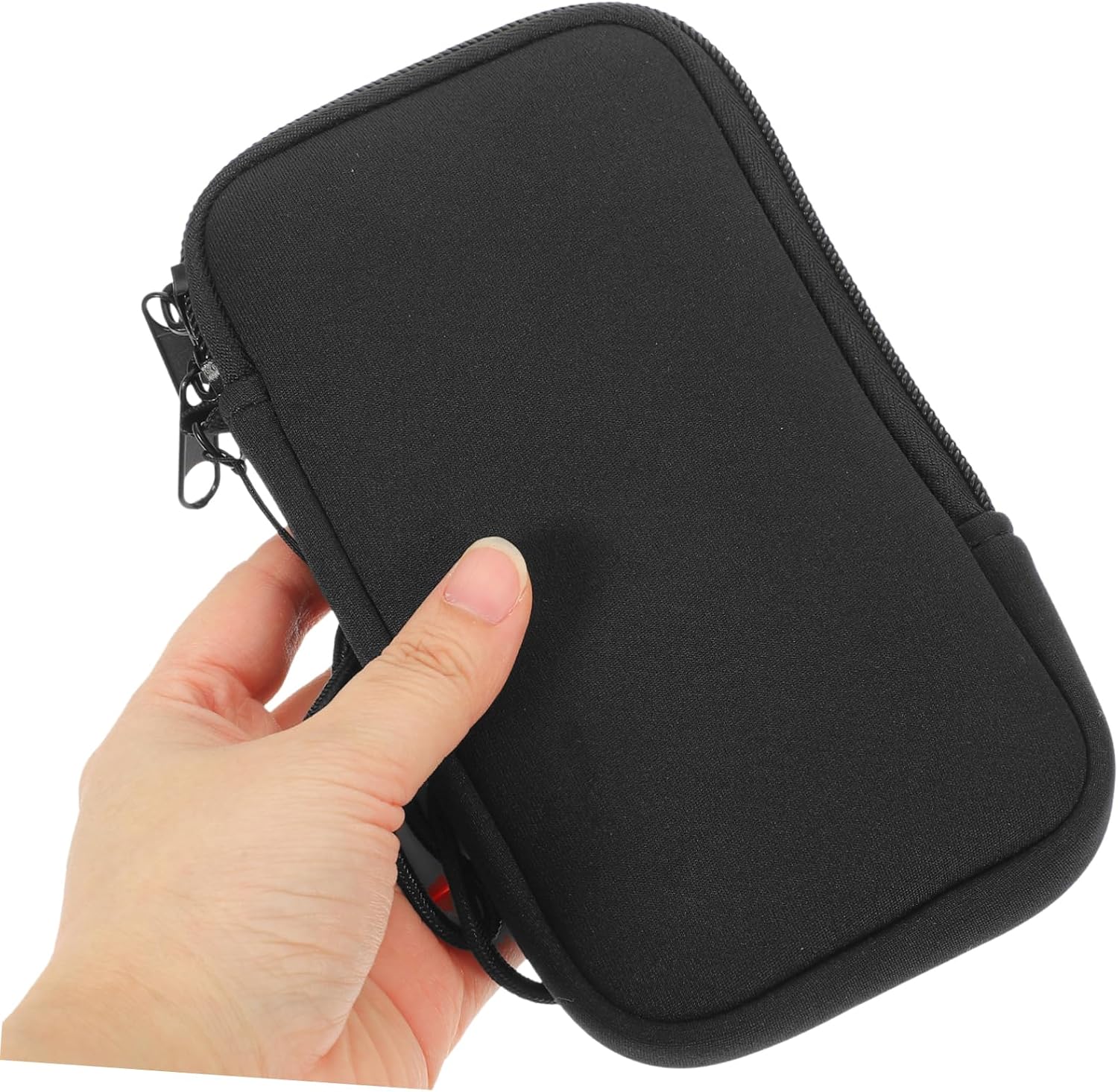 KALLORY Neoprene Phone Pouch Zippered Protective Sleeve with Lanyard Strap Lightweight for Scratch and Moisture Resistance Outdoor Use Portable Cellphone Case Black