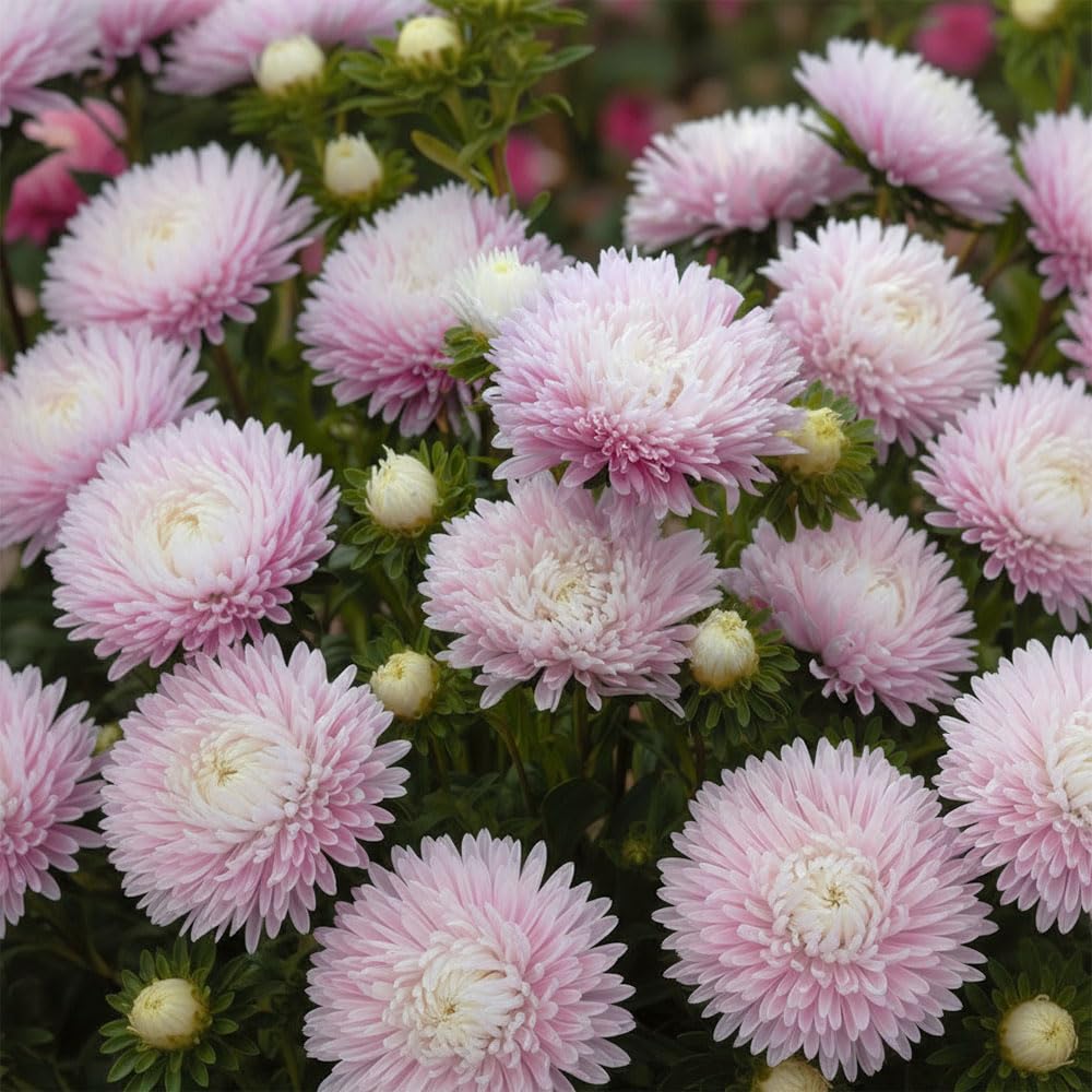 Aster Kingsize Appleblossom Seeds – Large Double Flowers on Tall Stems – Half Hardy Annual – for Your Beautiful Garden