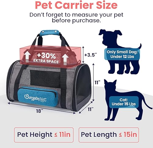 Miniatura 3 de BurgeonNest Transportador para mascotas extensible superior, aprobado por aerolíneas, para cachorros y gatitos de lados suaves de hasta 15 libras,