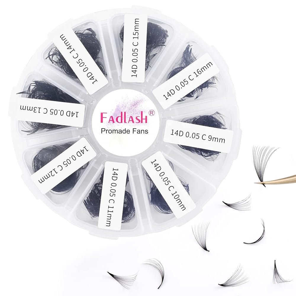 Premade Fans Eyelash Extensions 1000pcs Promades Eyelash Volume Lash Extensions Pointed Base Loose Fans Premade Lash Extensions Fans Handmade Pre Made Volume Lashes Mix (14D-0.05C, 9-16mm)