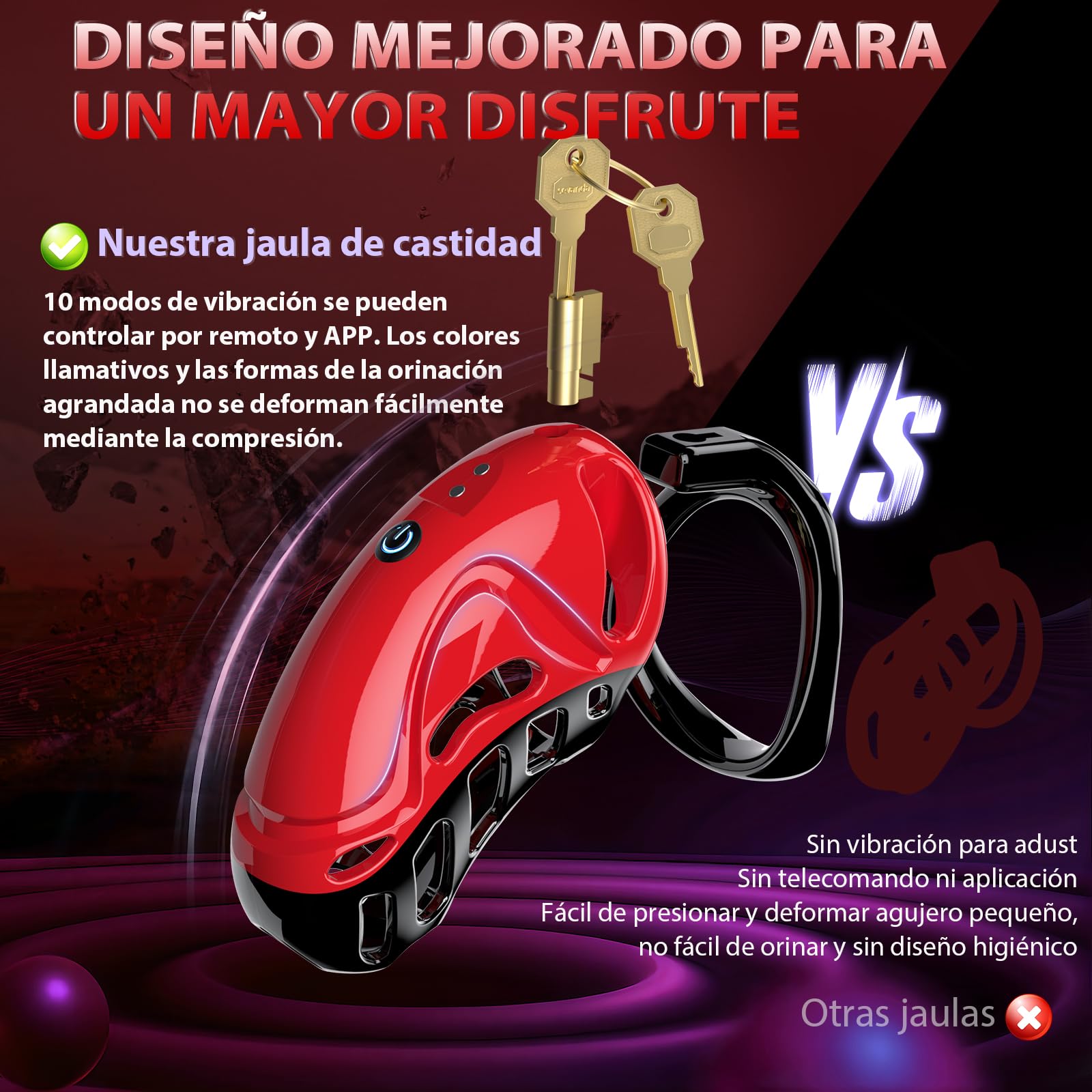 Jaulas de Pene en Bondage Juguetes Sexuales Hombre - Jaula de Castidad Masculina Nueva Versión de Gethorny con 5 Tamaños Anillos para el Pene, Jaula Castidad Hombres Gay Castigo Erección Bdsm Bondage