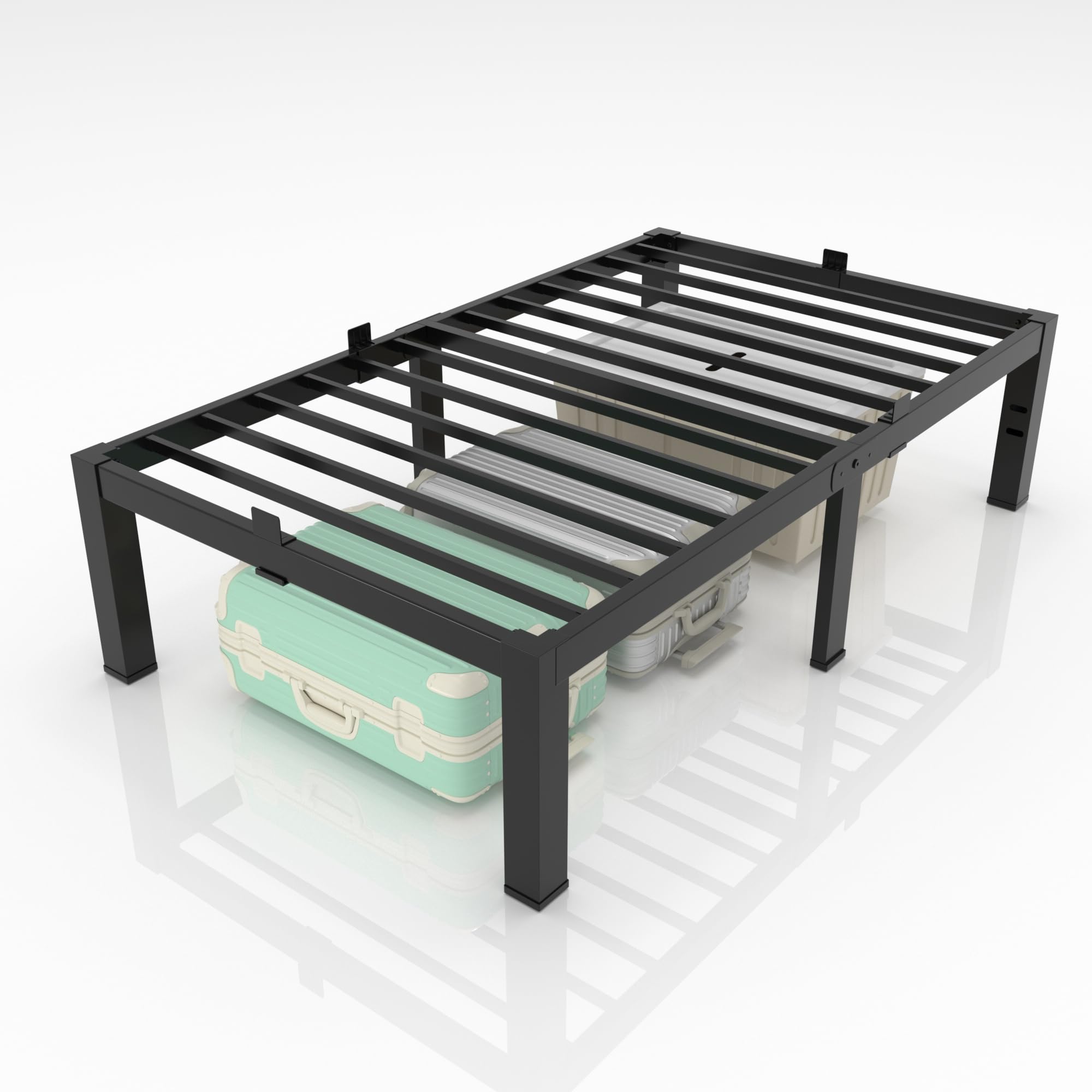 Superay 14 Inches Twin Bed Frames, Heavy Duty Metal Platform Bed Frame with Mattress Slide Stopper - Easy Assembly | Noise Free Bedframes | No Box Spring Needed