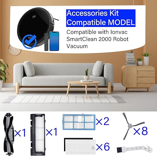 Miniatura 2 de SmartClean 2000 Kit de accesorios para robot Ionvac SmartClean 2000 piezas de repuesto para aspiradoras, paquete de 19