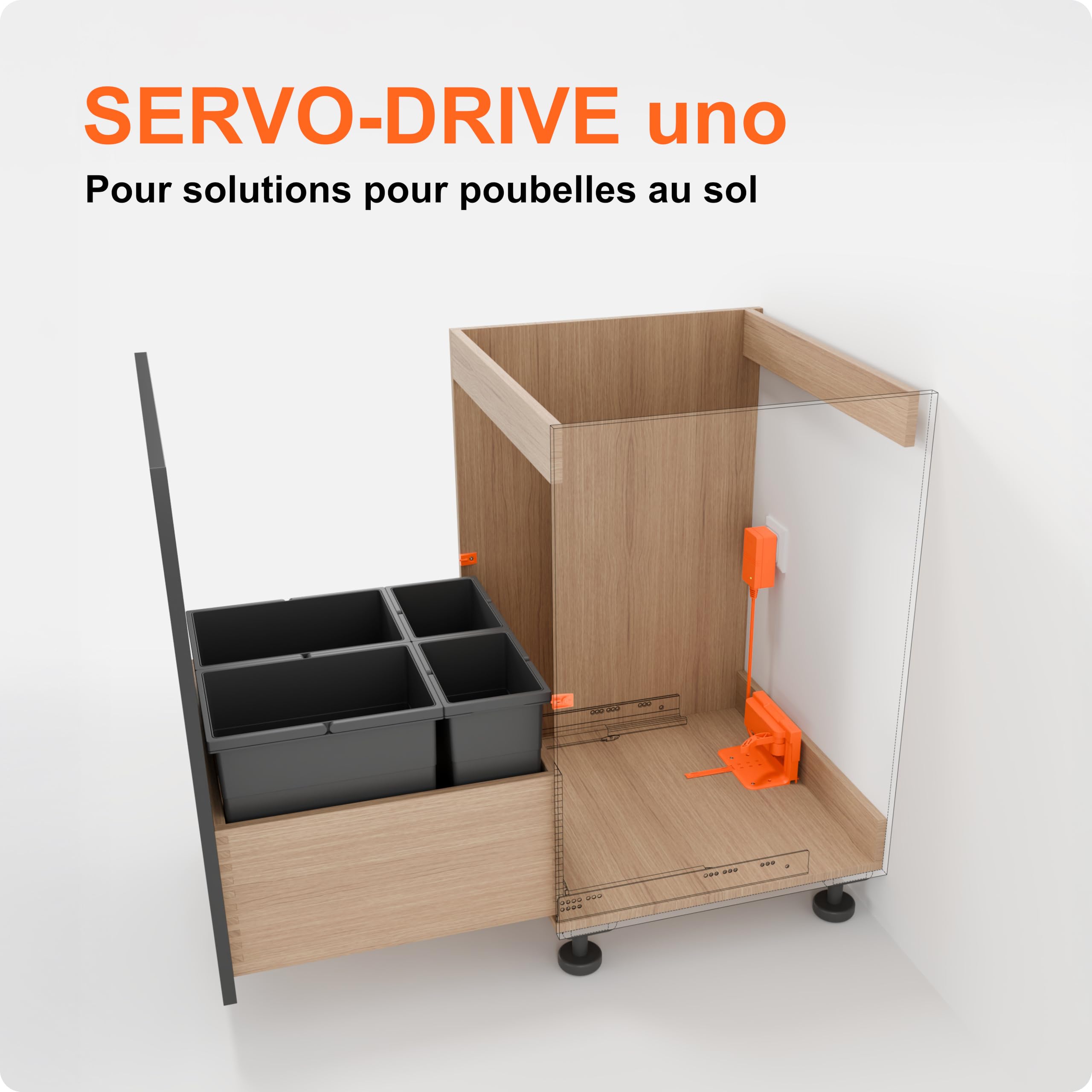 blum SERVO-DRIVE uno set I ouverture par pression Push-to-Open pour cuisines sans poignée I compatible LÉGRABOX, TANDEMBOX et MOVENTO I ouverture motorisée I ouverture électrique silencieuse