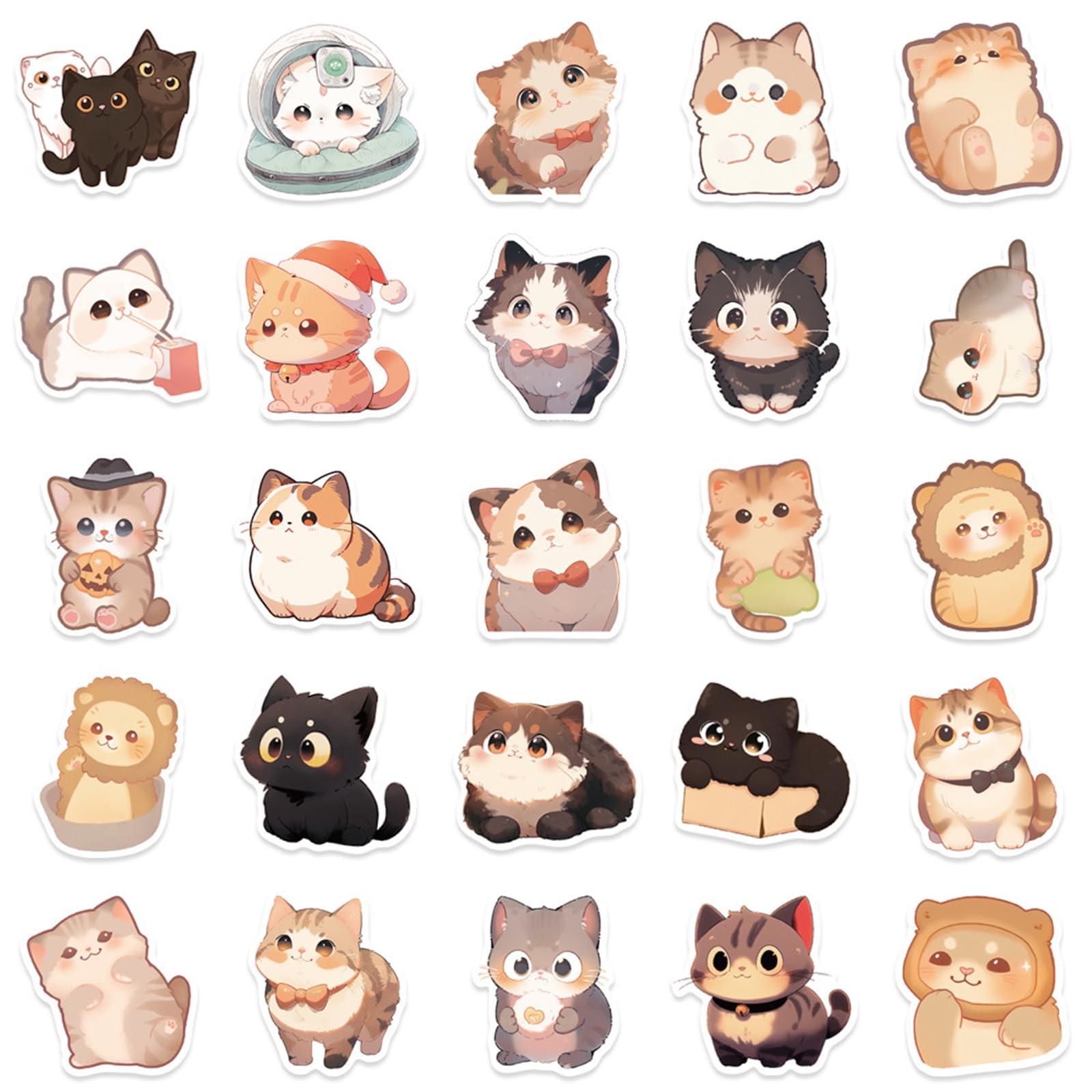 50Pcs Water Resistant Kitten Cats Sticker Aesthetic Sticker for Water Bottle Laptop Car Scrapbook Journal Skateboard Notebook Decoration
