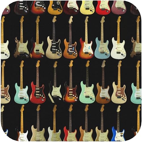 Art Guitar Pattern Print Cup mat Set of 6, Leather Stain Resistant Placemat for Dining Table Mats Kitchen Non-Slip Heat Resistant Place Mats,Circle, Art Guitar Pattern Print Cup mat Set of 6, Leather Stain Resistant Placemat for Dining Table Mats Kitchen Non-Slip Heat Resistant Place Mats,Circle,