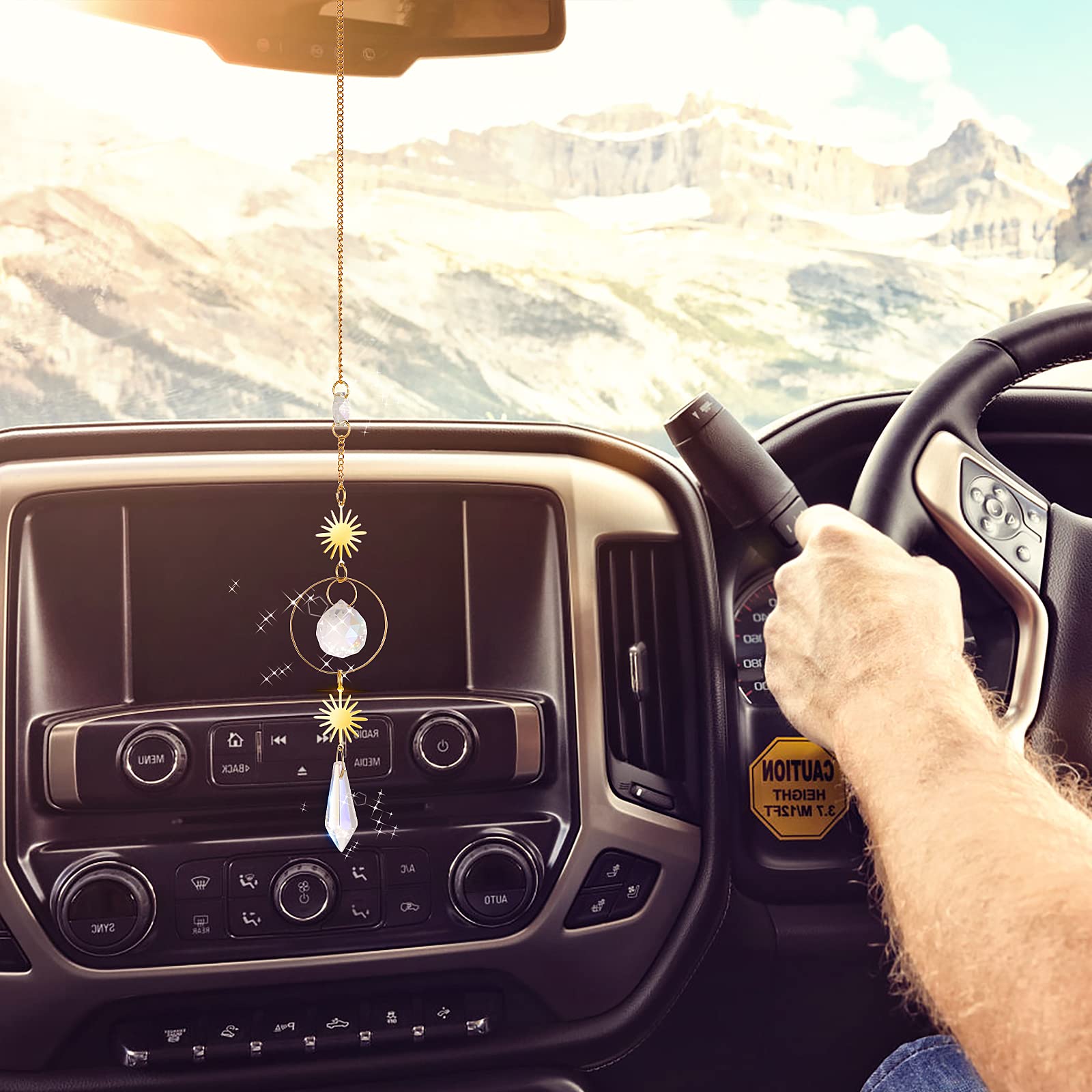 TIESOME Glass Sunshades, Crystal Pendants Hanging Sunshades with Chain for Indoor and Outdoor Decoration of Home and Car Garden