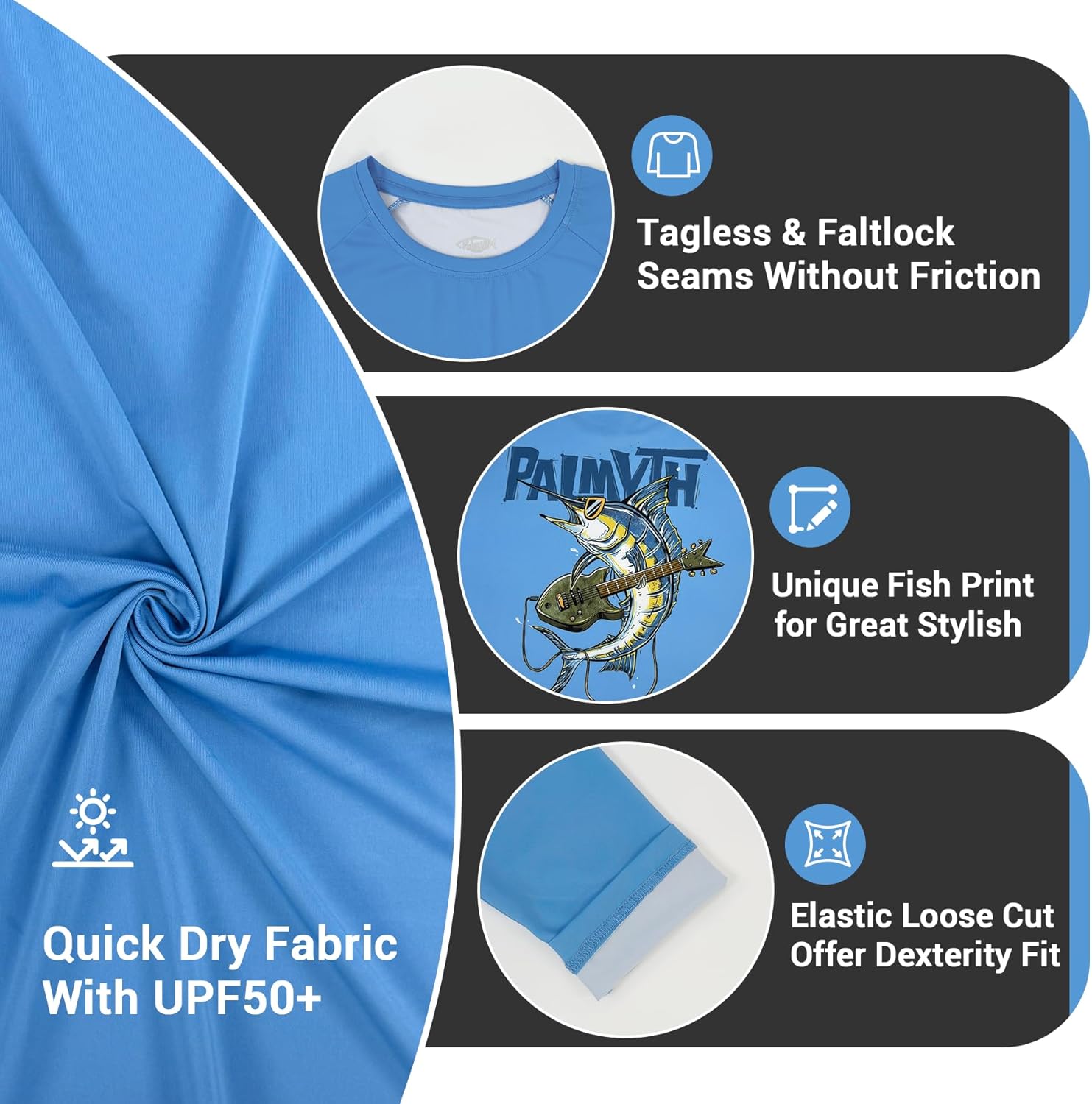 Palmyth Boys Fishing Shirt Youth Long Sleeve T-Shirt Sun Protection UPF 50+ Quick Dry - Image 5