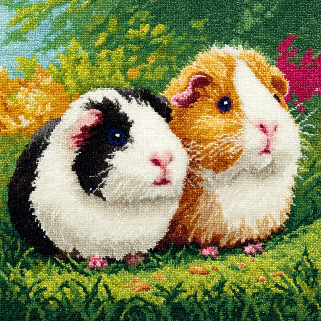 Taxpy DIY Latch Hook Kits, Animal Guinea Pig Needlework Pillow Cover 43x43cm DIY Hooks Knitted Embroidered Carpet Pillow Embroidery Latch Hook Carpet Kit