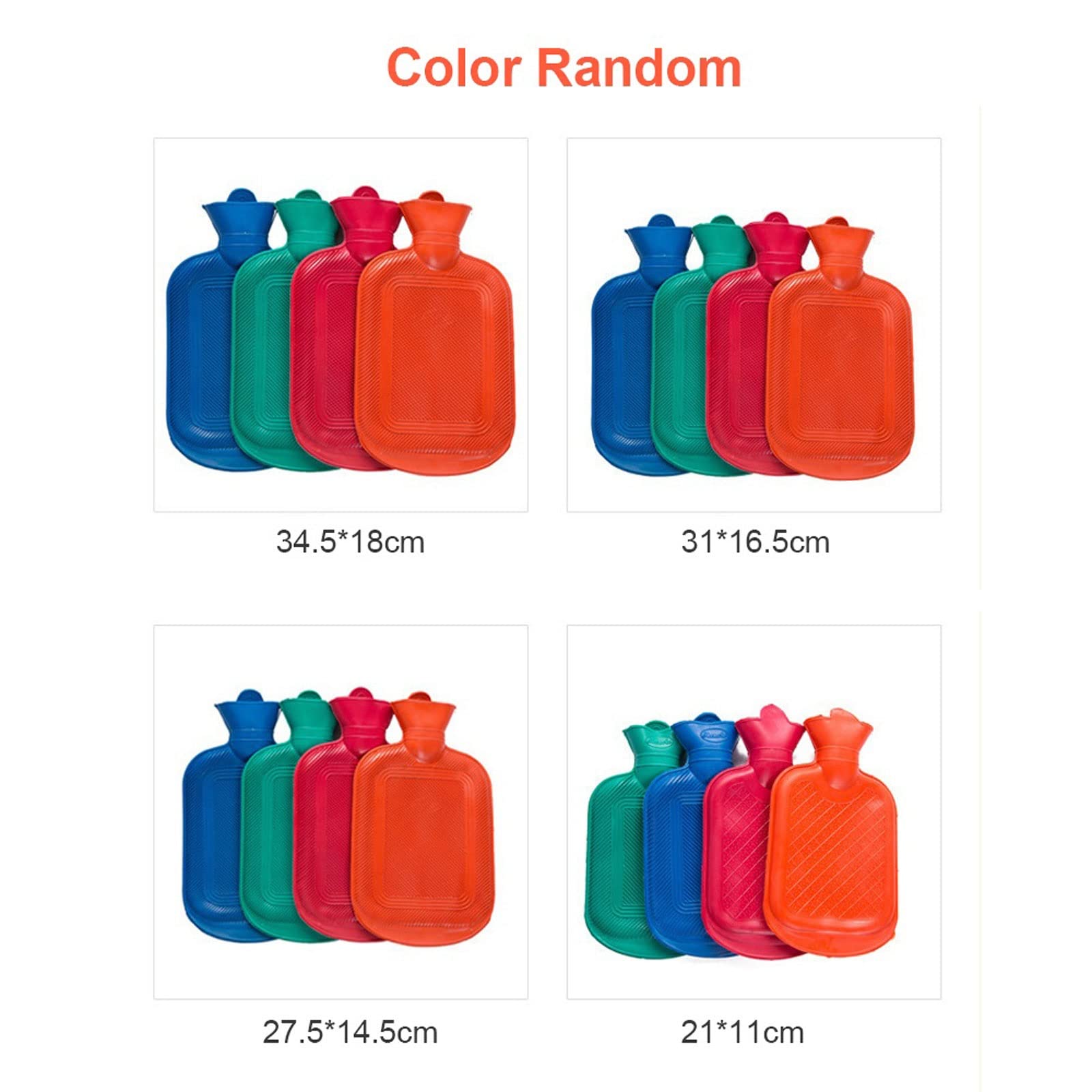 JINGYAN Bolsas de agua caliente 2000 ml botellas de agua caliente espesor portátil goma invierno cálido bolsa calentar a mano chicas bolsillo pies botella(Talla �nica)