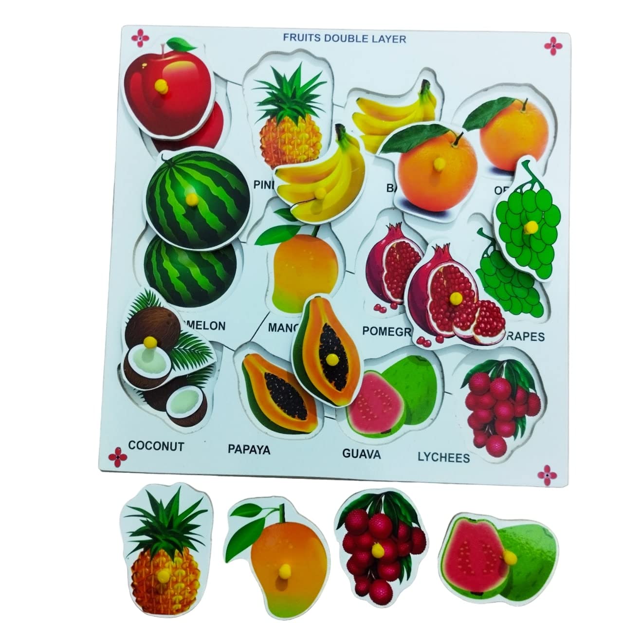 DgCrayons Wooden Fruits Inside Picture Matching Knobs Jigsaw Puzzle Tray for Learning & Educational Kids Age Pre-School Toddlers Age 2 and above Size 12 x 12 Inch (B0BS6HGTKN) Amazon Price History, Amazon Price Tracker