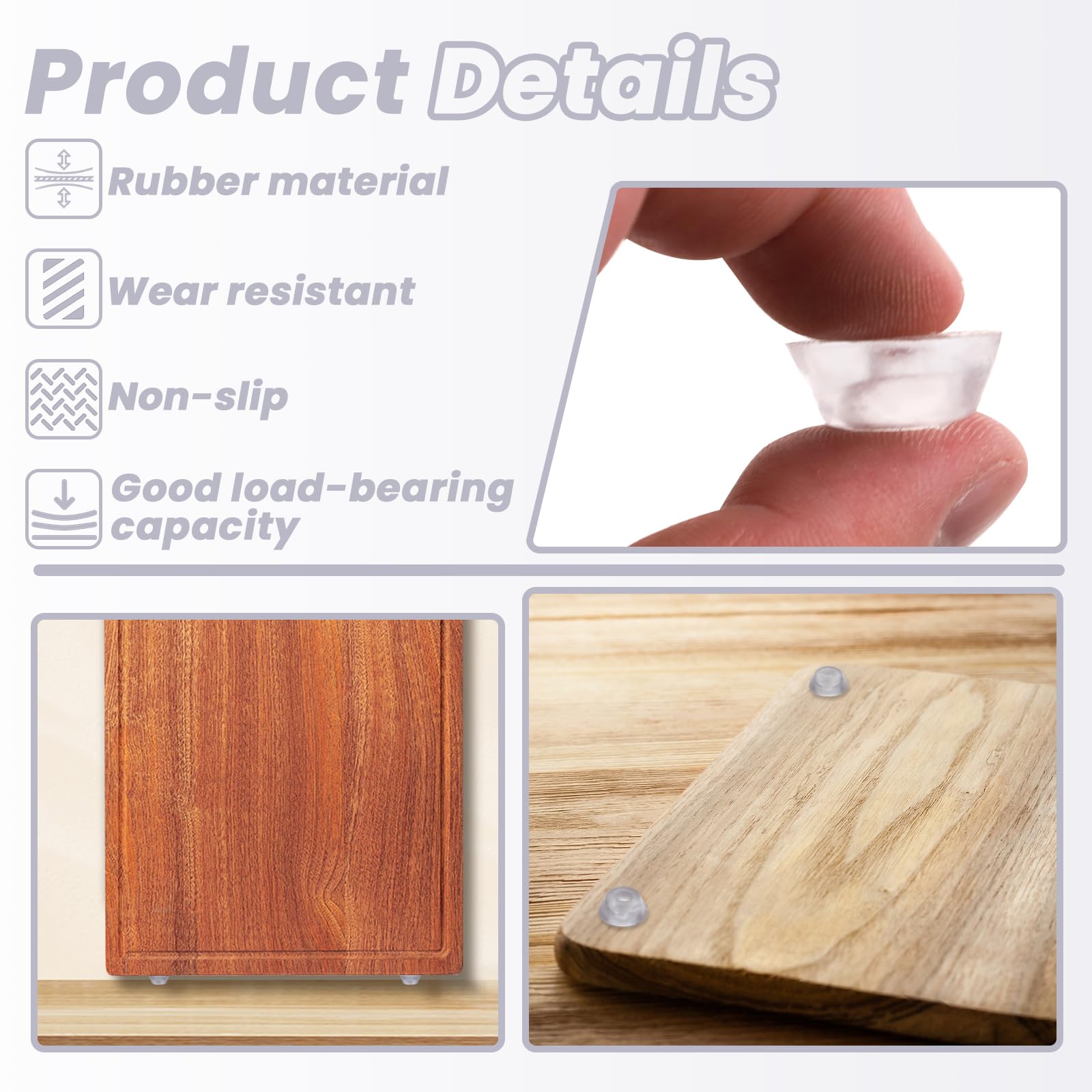 100 Pack Clear Rubber Feet for Cutting Board Small Round Cutting Board Feet with Stainless Steel Screws - Image 3