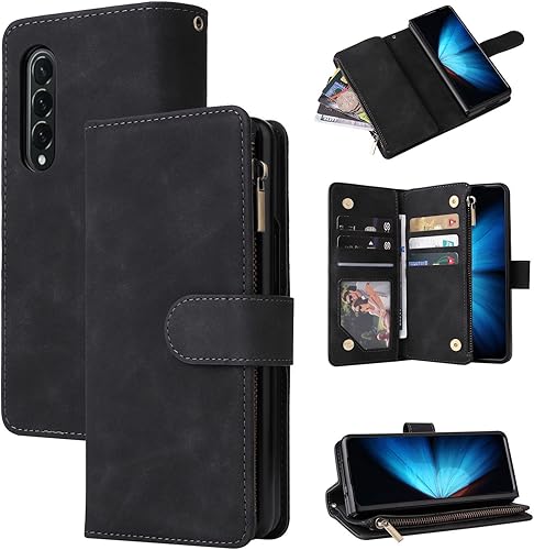 Miimall Funda compatible con Samsung Galaxy A14, piel sintética de alta calidad para Galaxy A14 5G con tarjetero y función atril, bolsillo con
