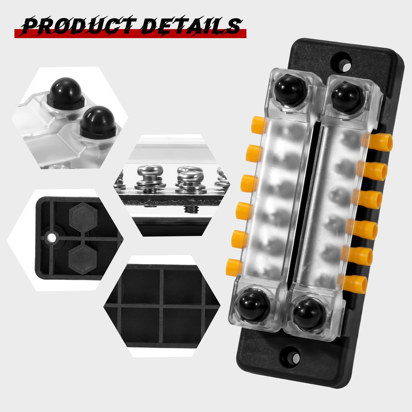 Bloc De Distribution D'Alimentation Avec Goujons M8 2 Couleurs Robuste Installation Facile Pour Camions Solaires Bus Dc 48v Boulon De Borne De Batterie A Goujon Unique 85055816