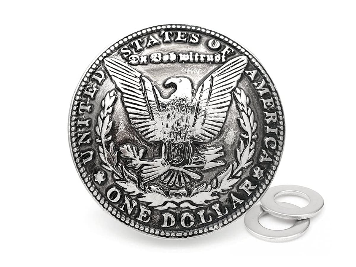 CRAFTMEMORE 1 1/2 Inches Morgan Dollar Coin Concho Eagle Gaur Rodeo Cowboy Screw Back Leather Craft Embellishmennts 2pcs CHS17 (Black Silver)
