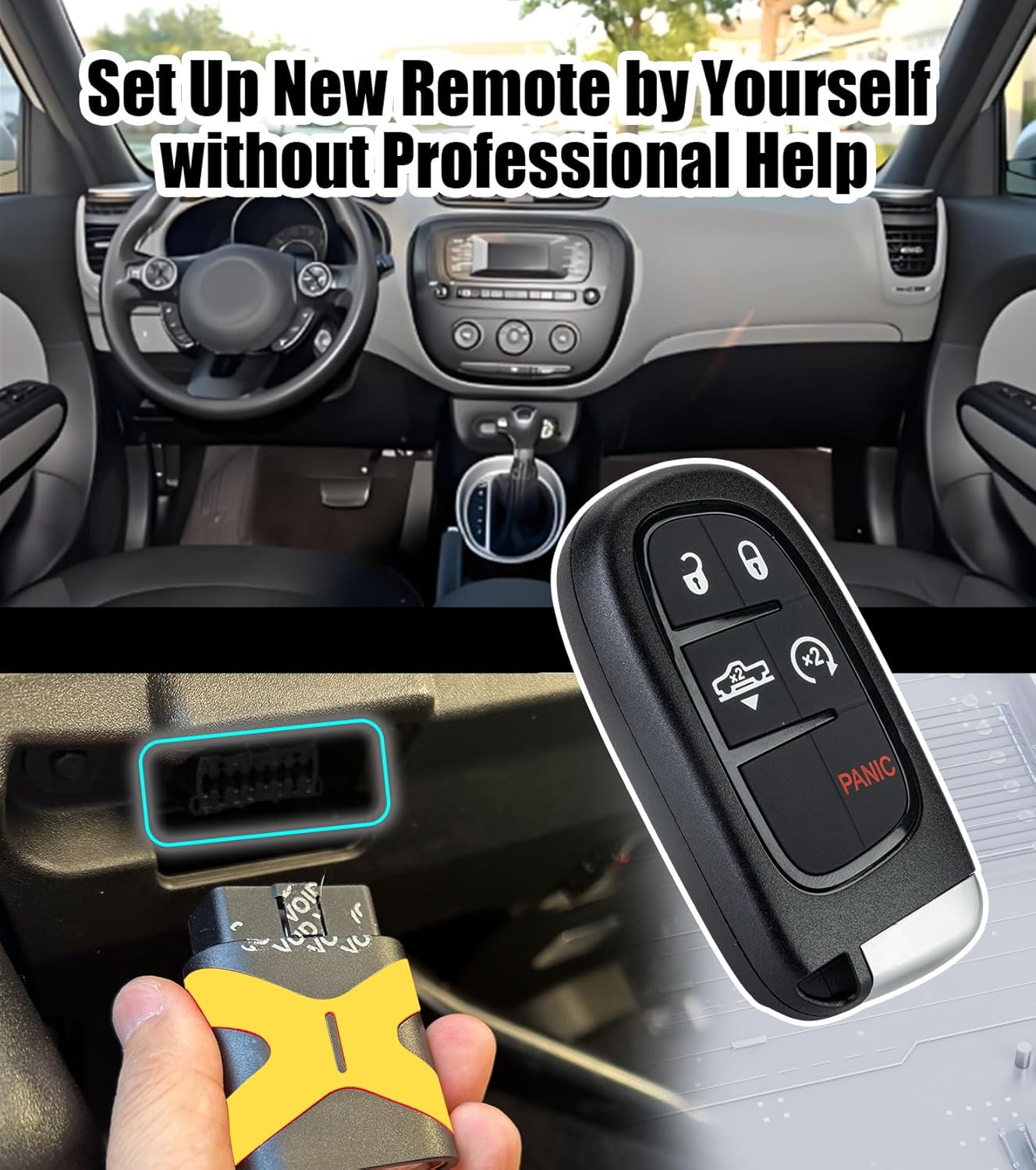 Car Key Remote Keyless Entry Self Programmable 46 Chip Remote Control Replacement for 2013-2018 Dodge Ram 1500 2500 3500 (5 BTN Smart Key/GQ4-54T)