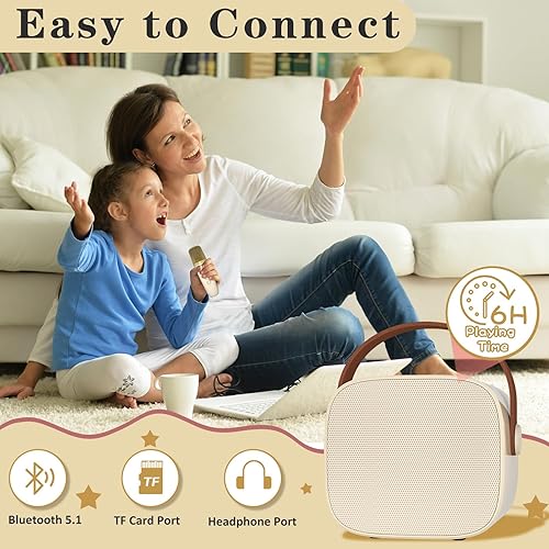 Miniatura 5 de Mini máquina de karaoke, altavoz portátil de karaoke Bluetooth con micrófono inalámbrico para niños y adultos, juguetes de regalo para niñas y niños