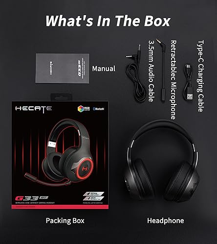 Miniatura 7 de HECATE by Edifier G33BT - Auriculares inalámbricos para juegos con micrófono desmontable, auriculares Bluetooth para PC, PS5, PS4, Nintendo Switch,