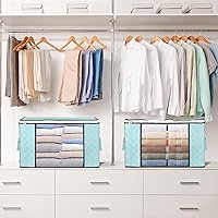 Vista 7 de Budding Joy Bolsas de Almacenamiento Grandes de 90 L, Paquete de 4 Contenedores de Almacenamiento de Ropa Plegables Organizador de Armario