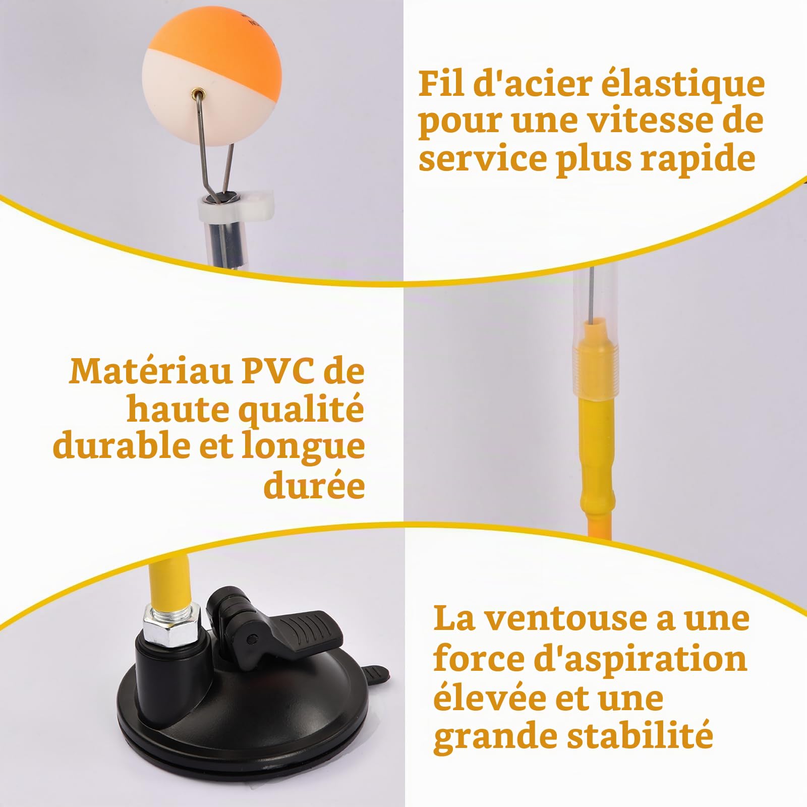 Entraîneur De Tennis De Table, Robot D'entraînement de Ping-Pong en PVC Avec 2 Balles, équipement De Balles De Ping-Pong, Réglable Table Tennis Sucker, Trainer Tennis De Table pour Balles De Ping-Pong