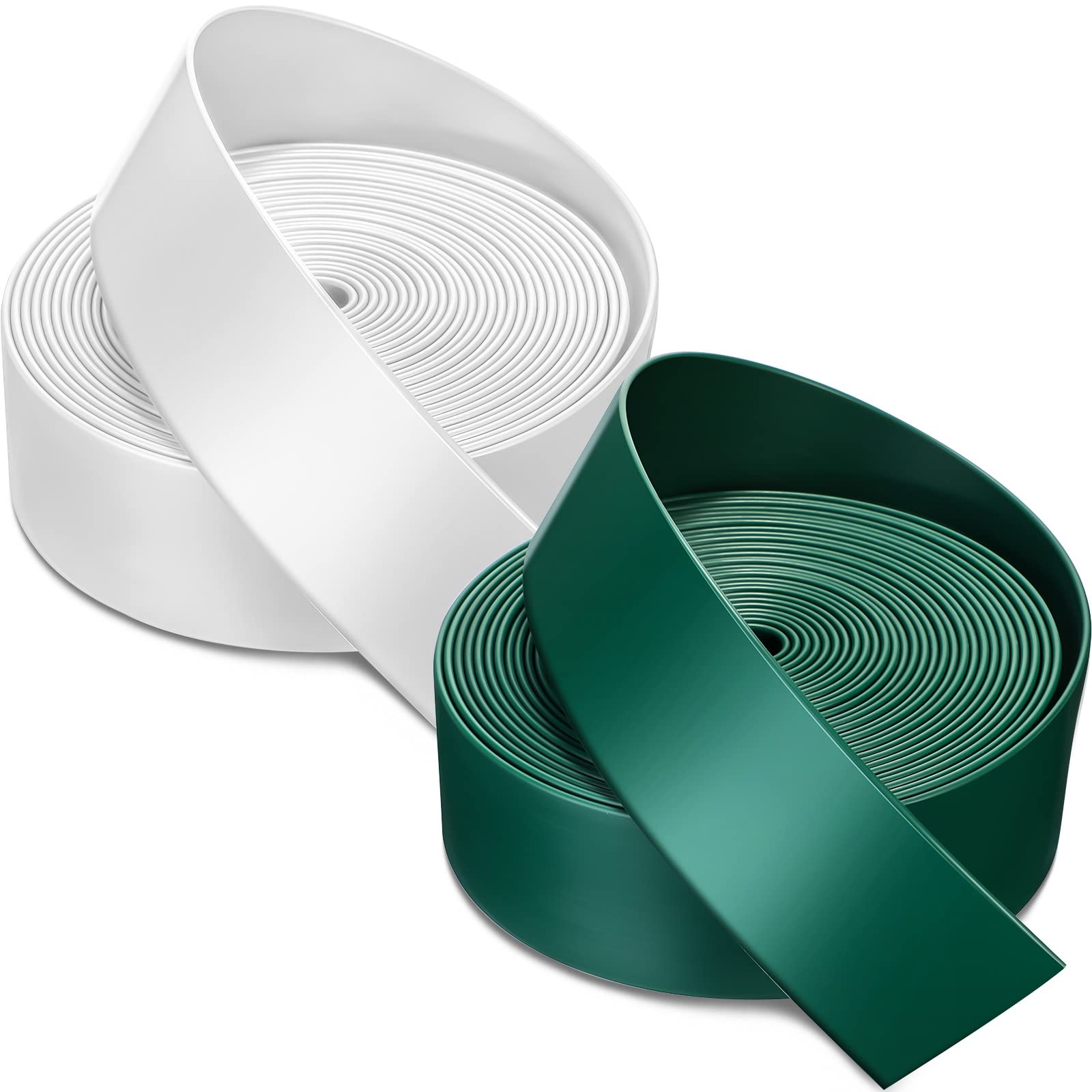 2 Pack 2 Inch Wide 26 Feet Length Vinyl Strap with 50pcs Medium Rivets Heavyweight Webbing Straps Furniture Replacement Straps for Patio Outdoor Lawn Garden Furniture DIY Repair (White and Dark Green)