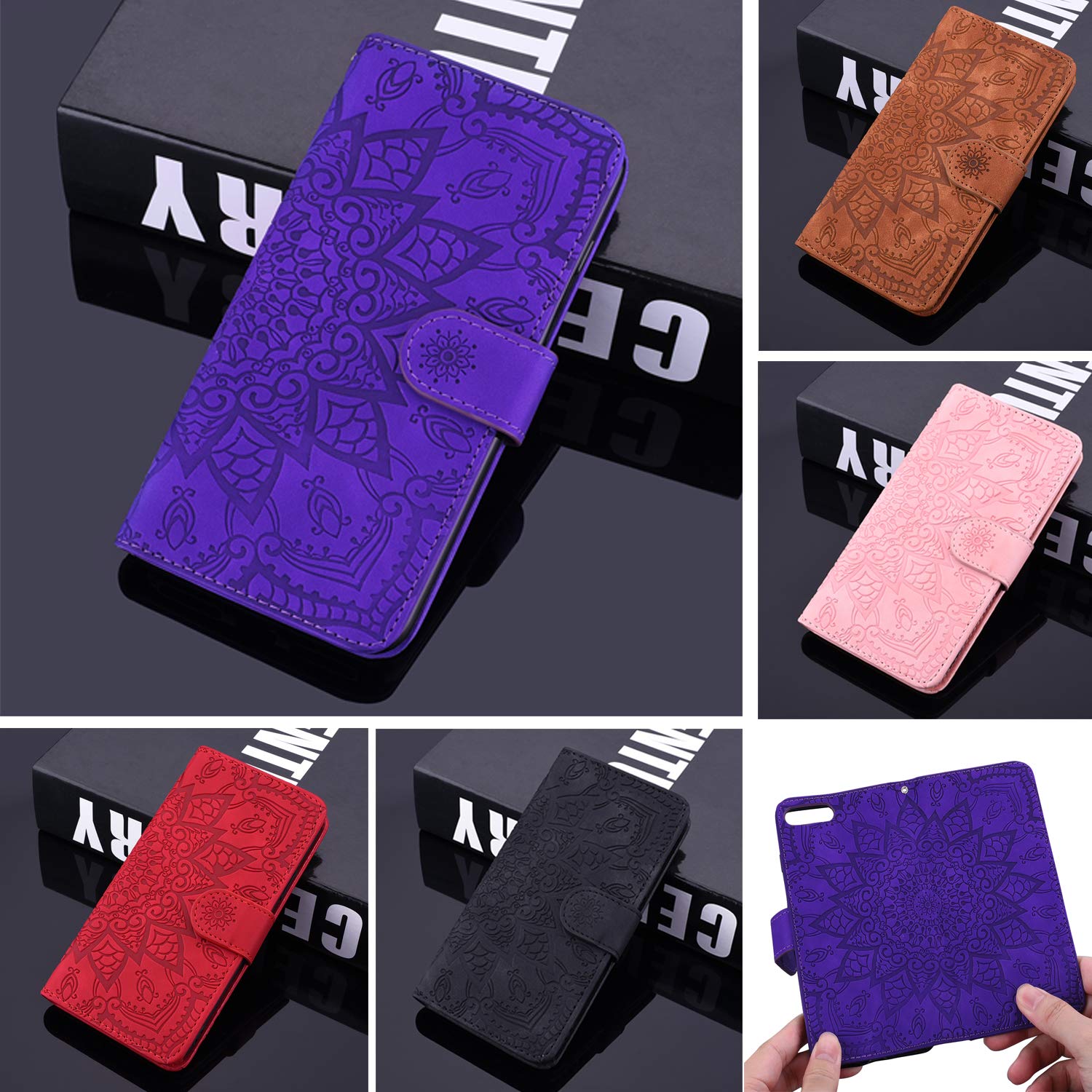 AIFILLE Cover Portafoglio Per Xiaomi Redmi Note 9 – Pelle PU Con Fiori Rosa, Slots Carte E Supporto Video