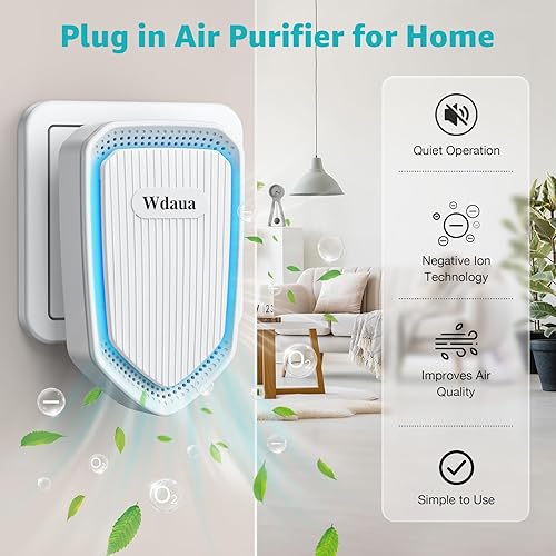 Miniatura 2 de Purificador de aire, paquete de 4 purificadores de aire ionizadores de iones negativos enchufables para el hogar, dormitorio, oficina, sótano,